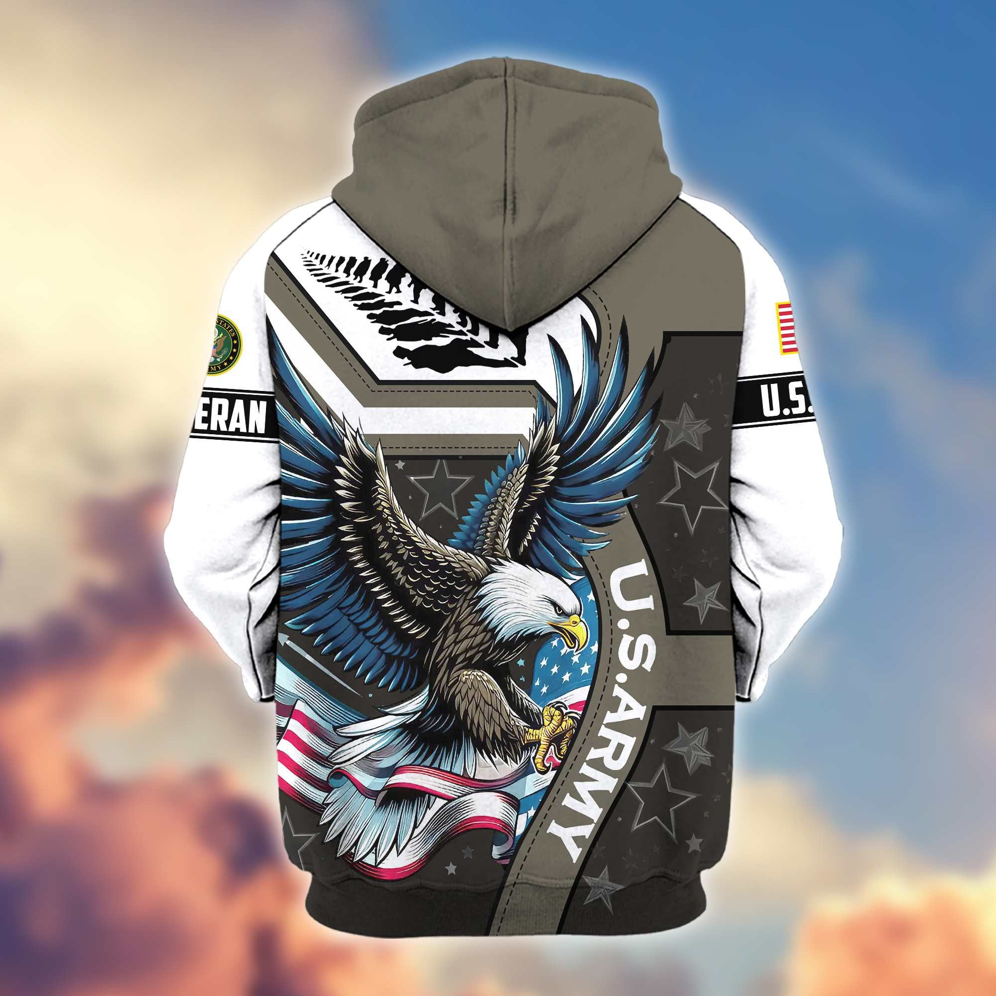 Premium Honoring All Who Served US Veterans Zip Hoodie, Gifts For US Veterans