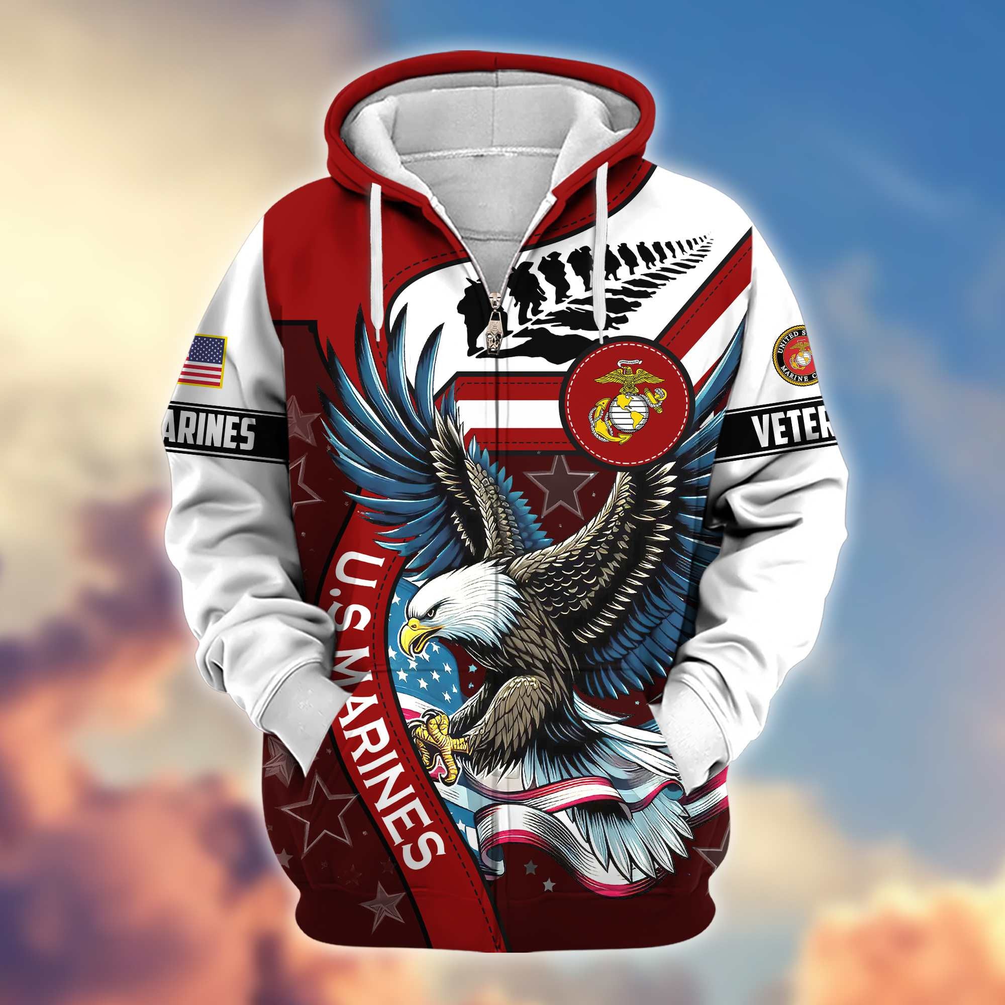 Premium Honoring All Who Served US Veterans Zip Hoodie, Gifts For US Veterans