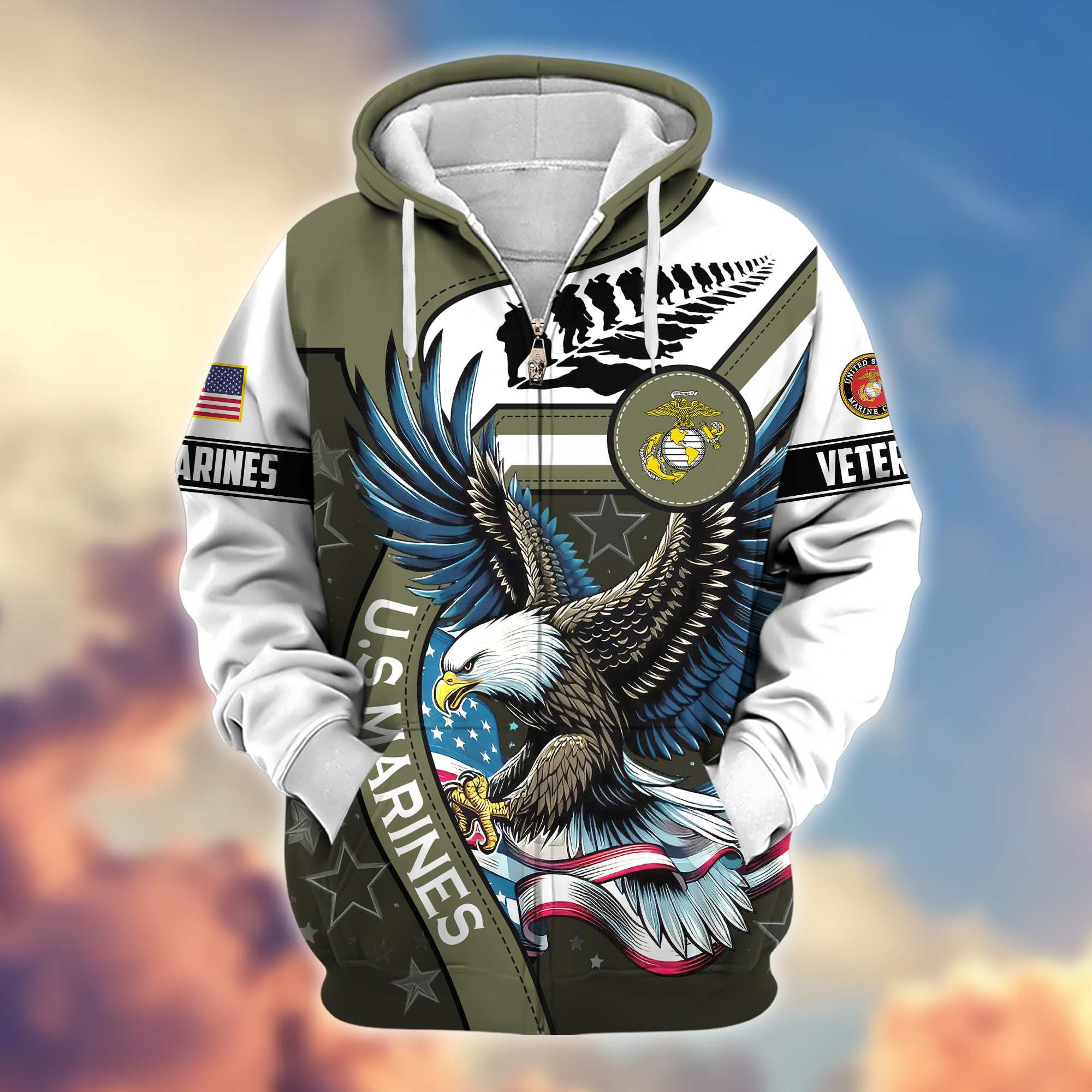 Premium Honoring All Who Served US Veterans Zip Hoodie, Gifts For US Veterans