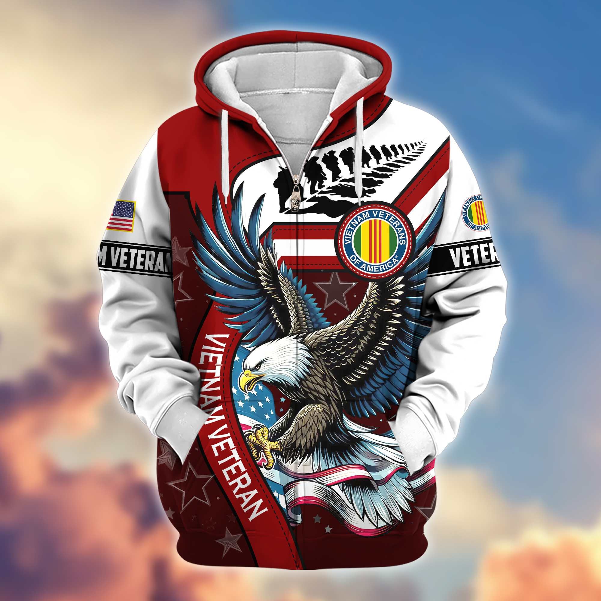 Premium Honoring All Who Served US Veterans Zip Hoodie, Gifts For US Veterans