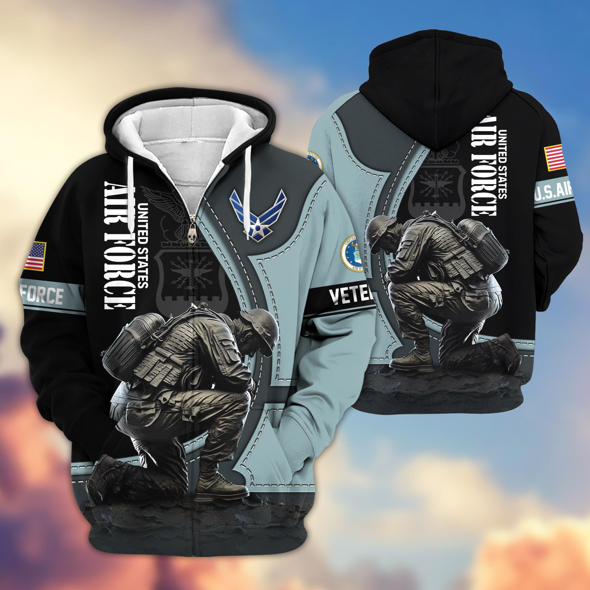 Premium US Veterans Zip Hoodie, Gifts For US Veterans