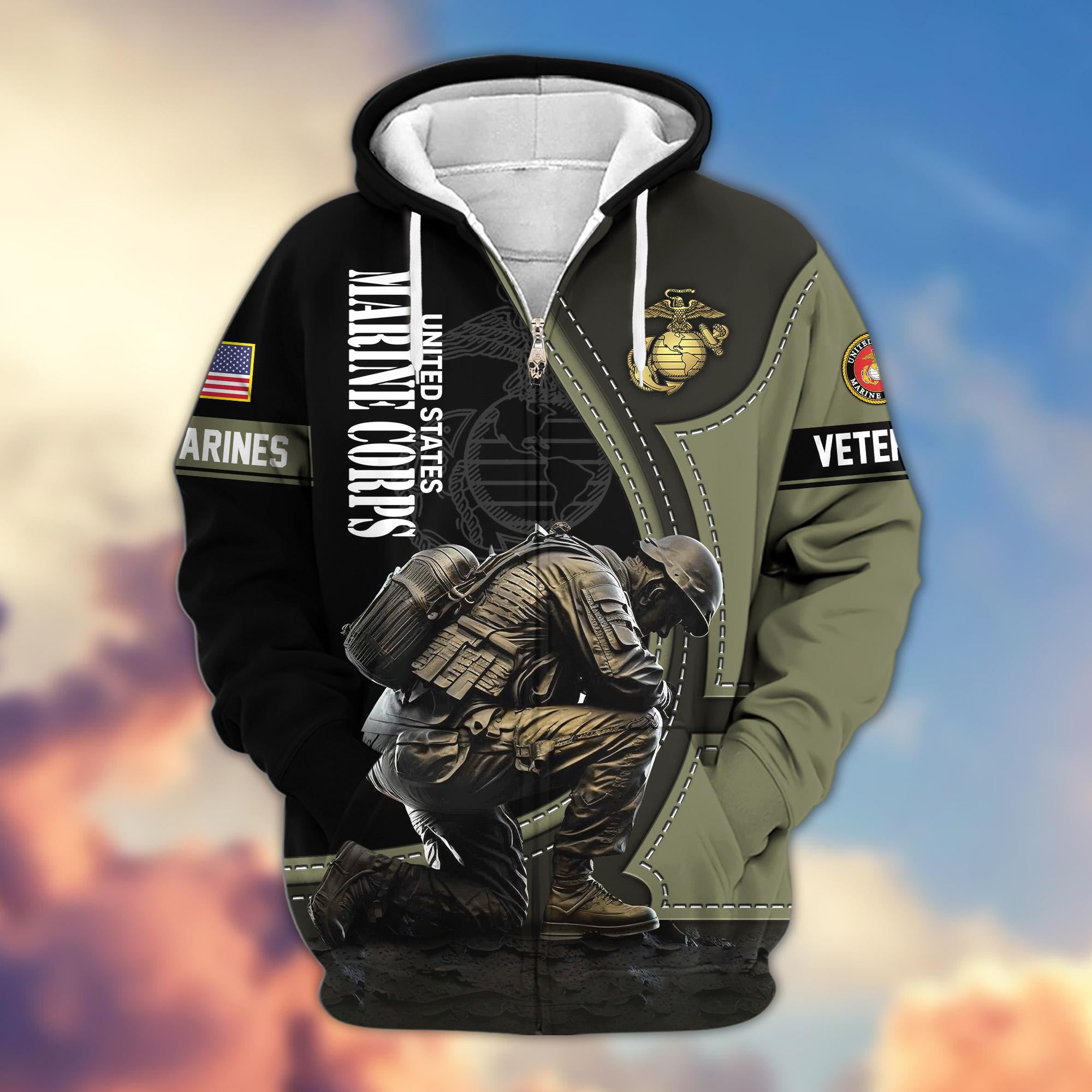 Premium US Veterans Zip Hoodie, Gifts For US Veterans