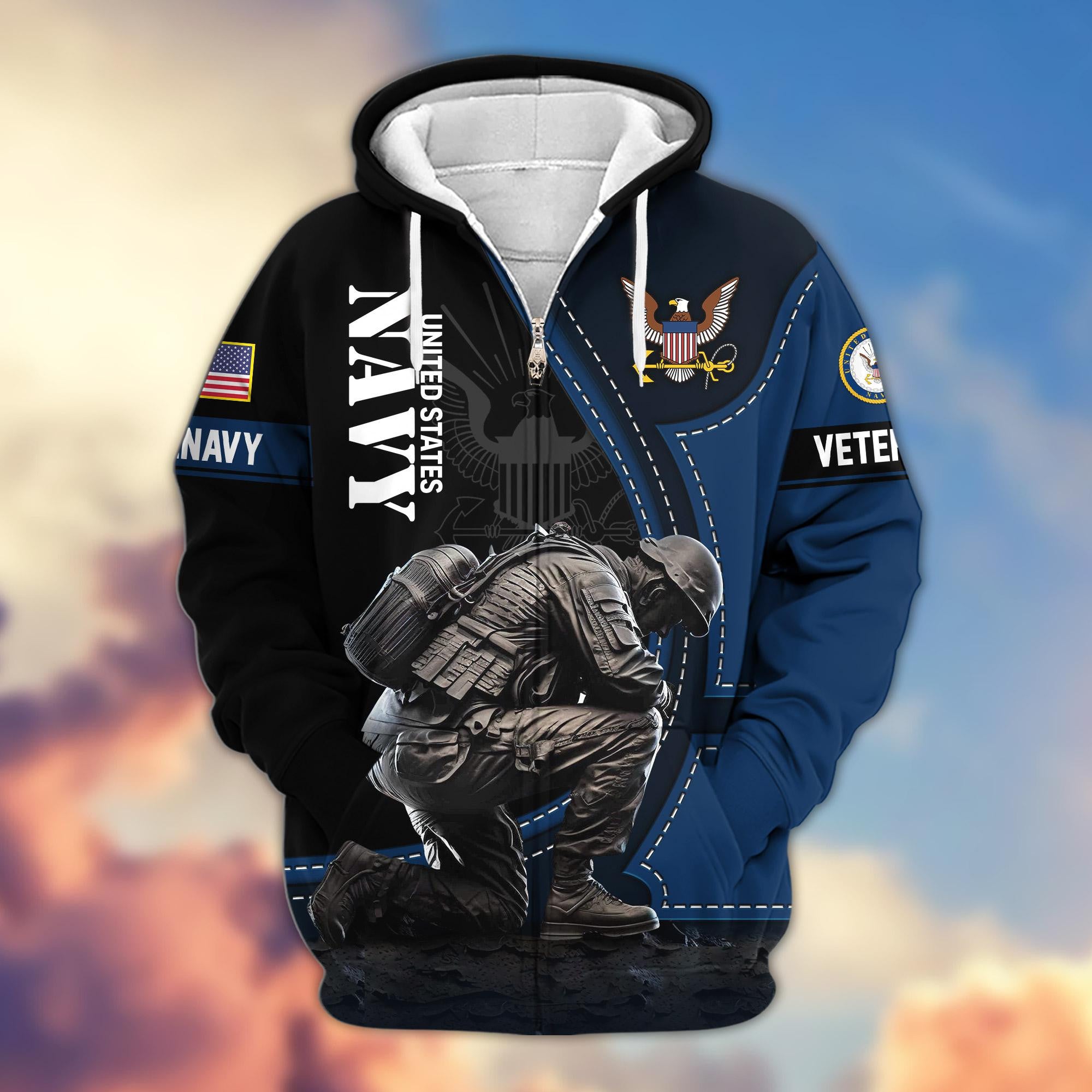 Premium US Veterans Zip Hoodie, Gifts For US Veterans