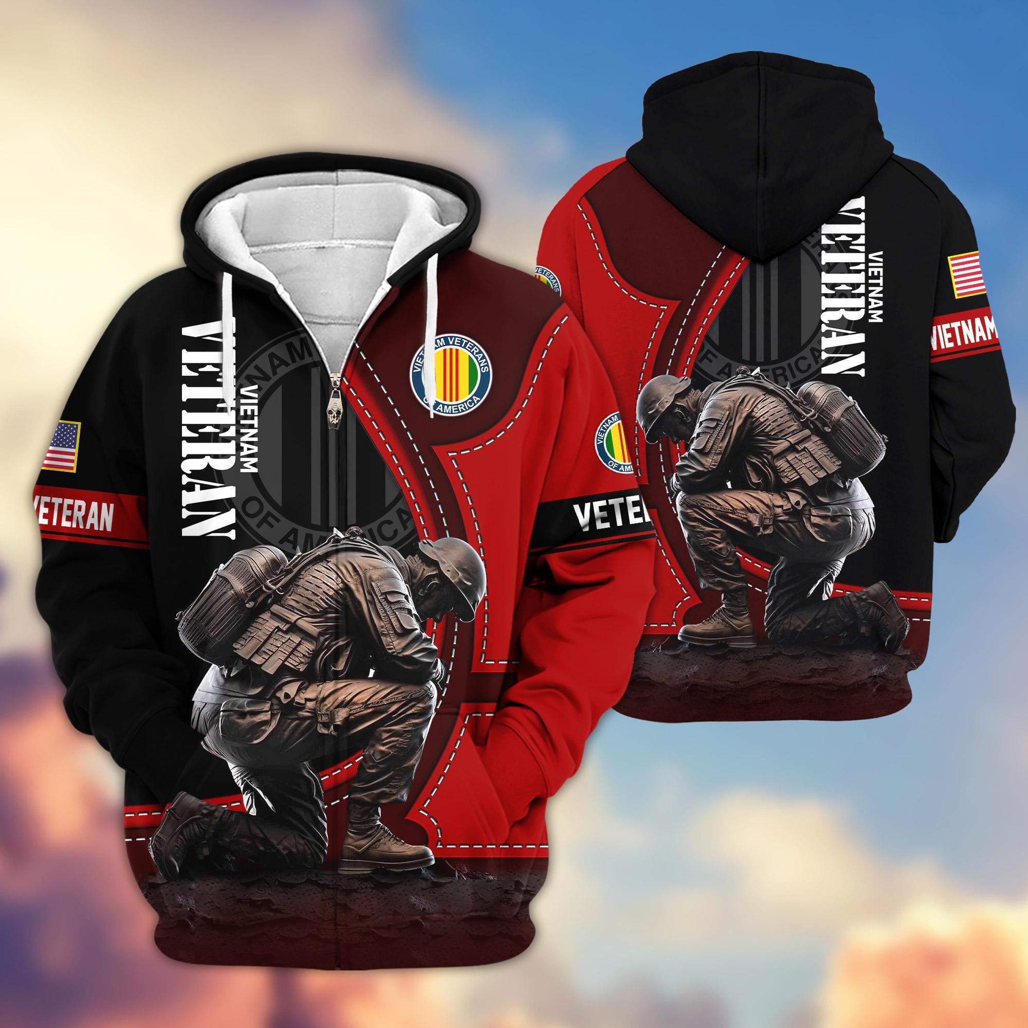 Premium US Veterans Zip Hoodie, Gifts For US Veterans