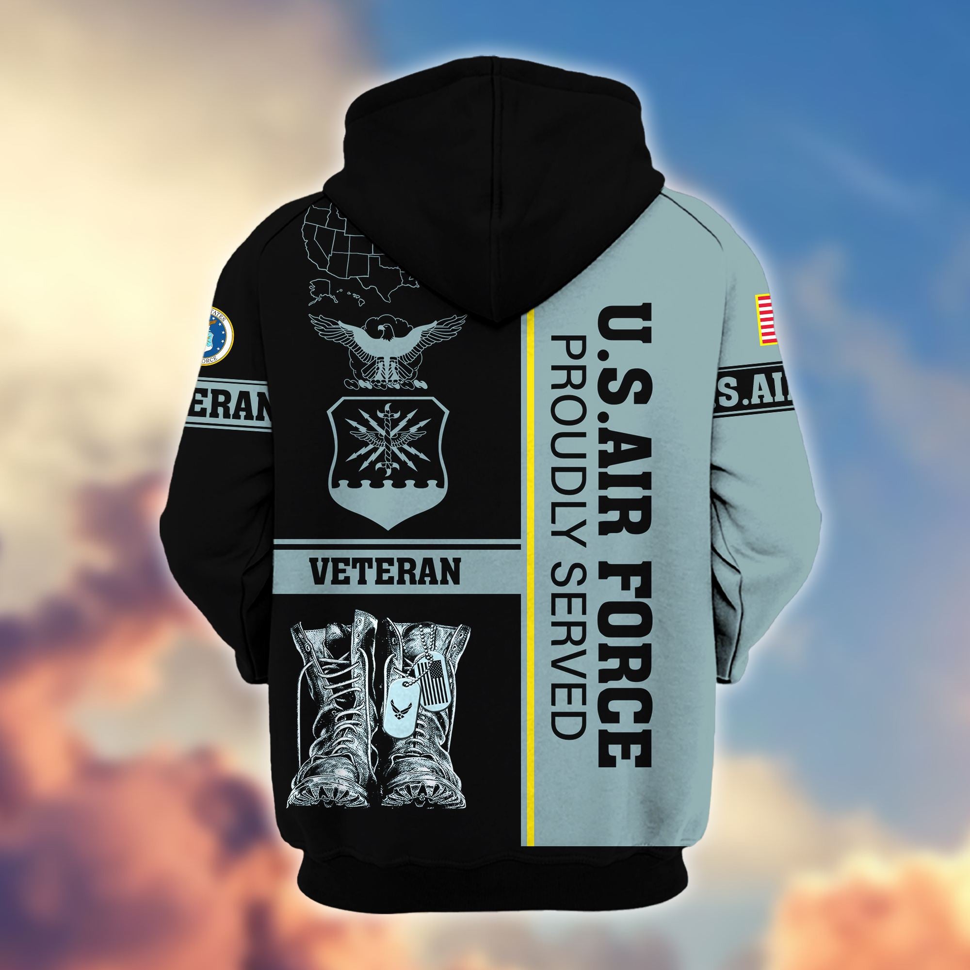 Premium US Veterans Zip Hoodie, Gifts For US Veterans Gifts On Father's Day, Armed Force Day, Independence Day, Veterans Day.