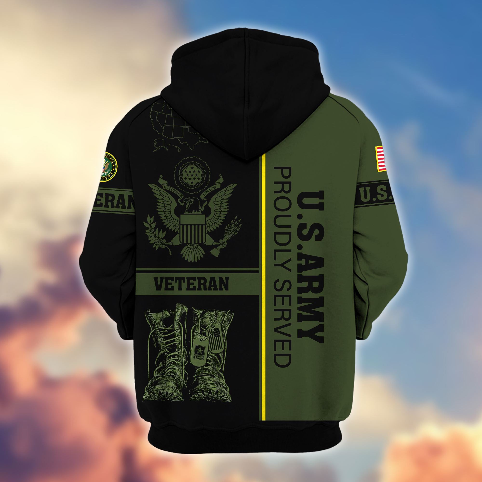 Premium US Veterans Zip Hoodie, Gifts For US Veterans Gifts On Father's Day, Armed Force Day, Independence Day, Veterans Day.
