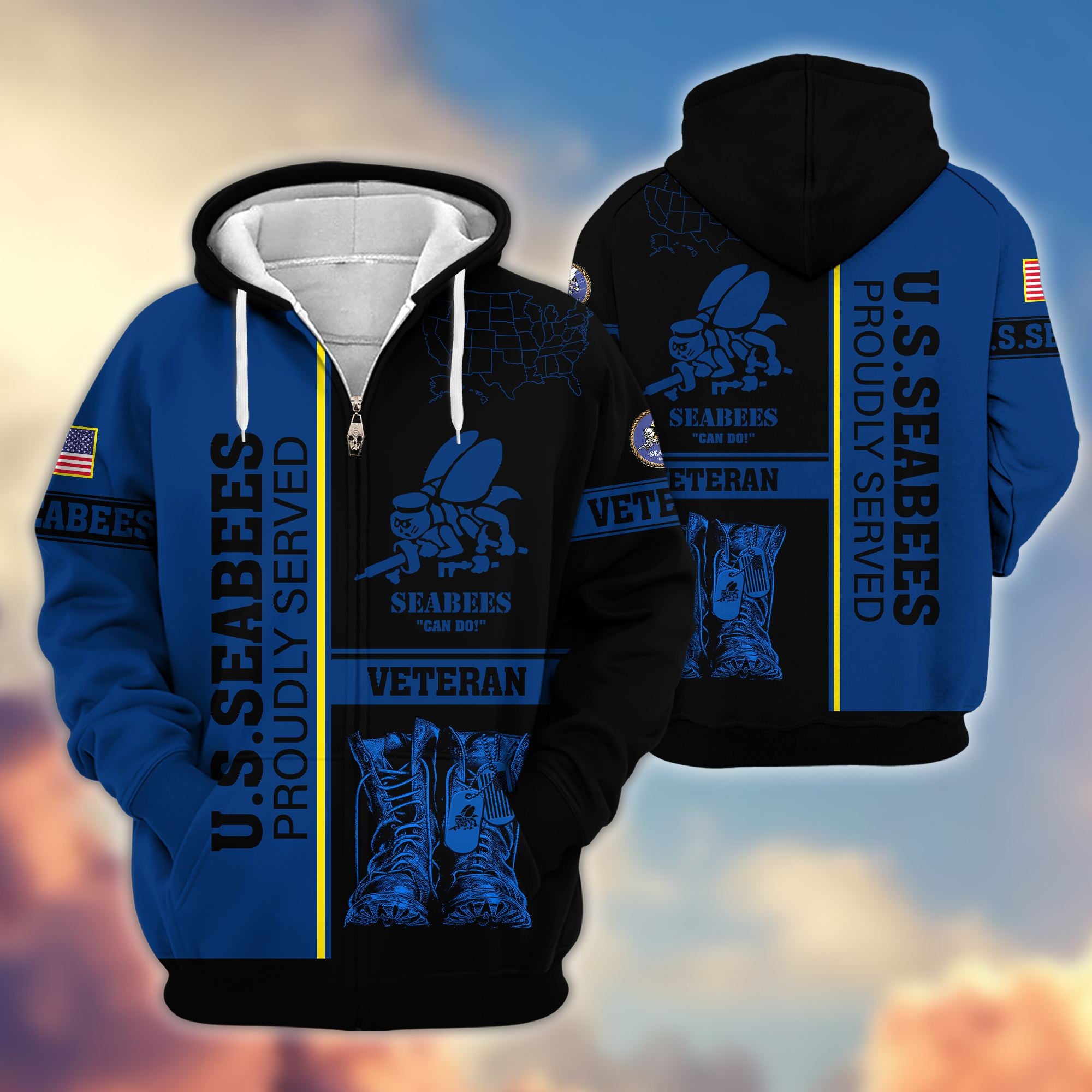 Premium US Veterans Zip Hoodie, Gifts For US Veterans Gifts On Father's Day, Armed Force Day, Independence Day, Veterans Day.