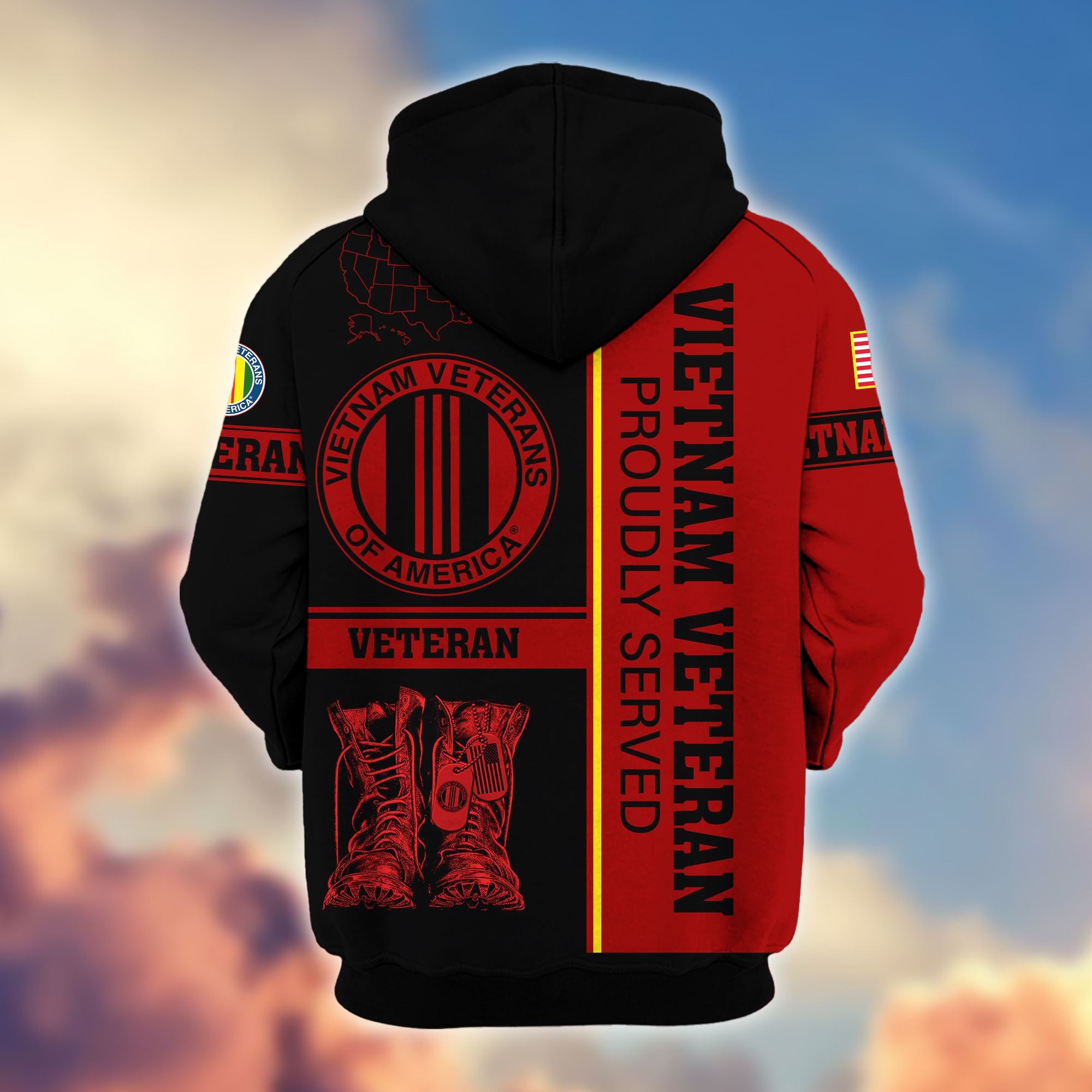 Premium US Veterans Zip Hoodie, Gifts For US Veterans Gifts On Father's Day, Armed Force Day, Independence Day, Veterans Day.
