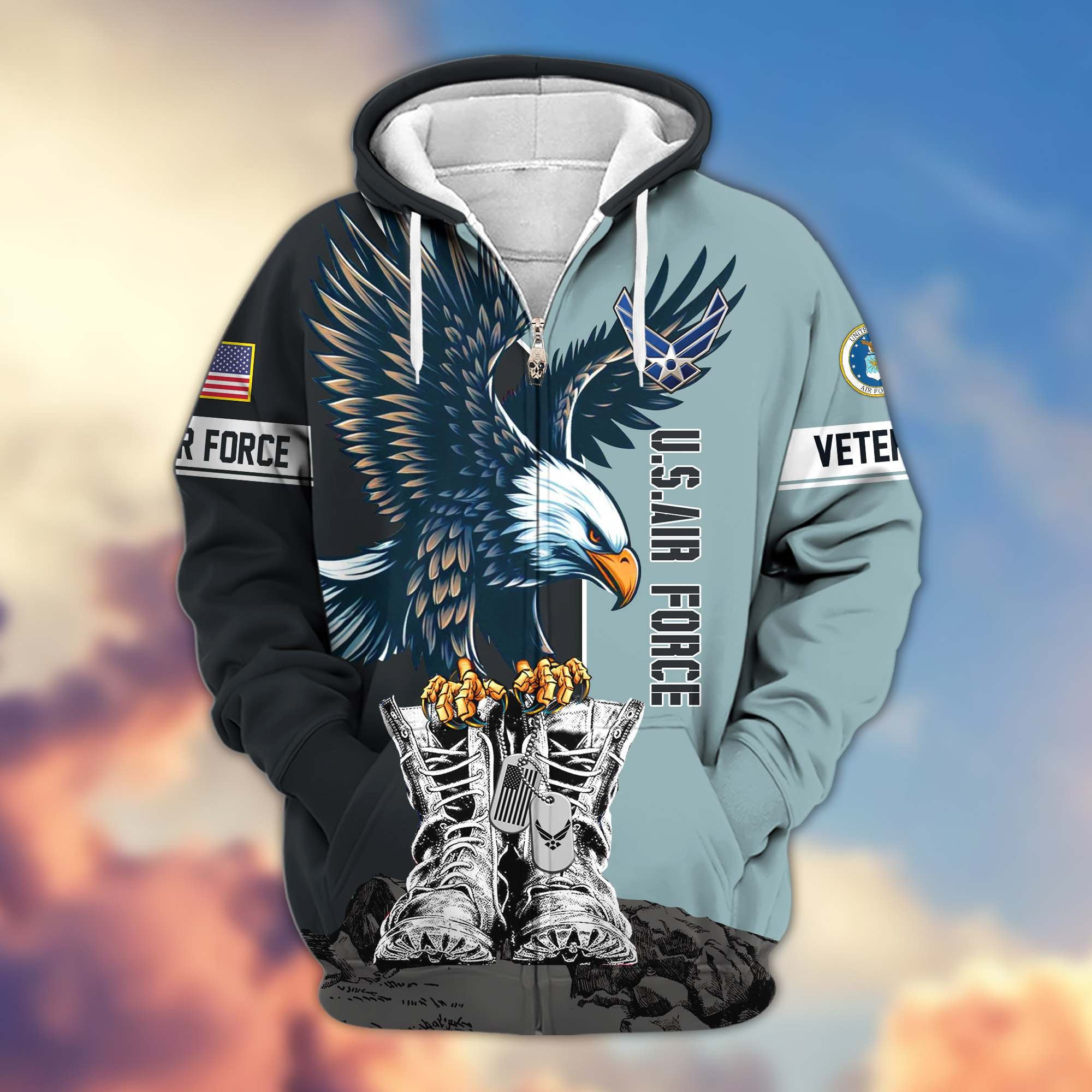 Premium US Veterans Zip Hoodie, Gifts For US Veterans, Gifts For Dad, Gifts On Armed Force Day, Independence Day, Veterans Day.