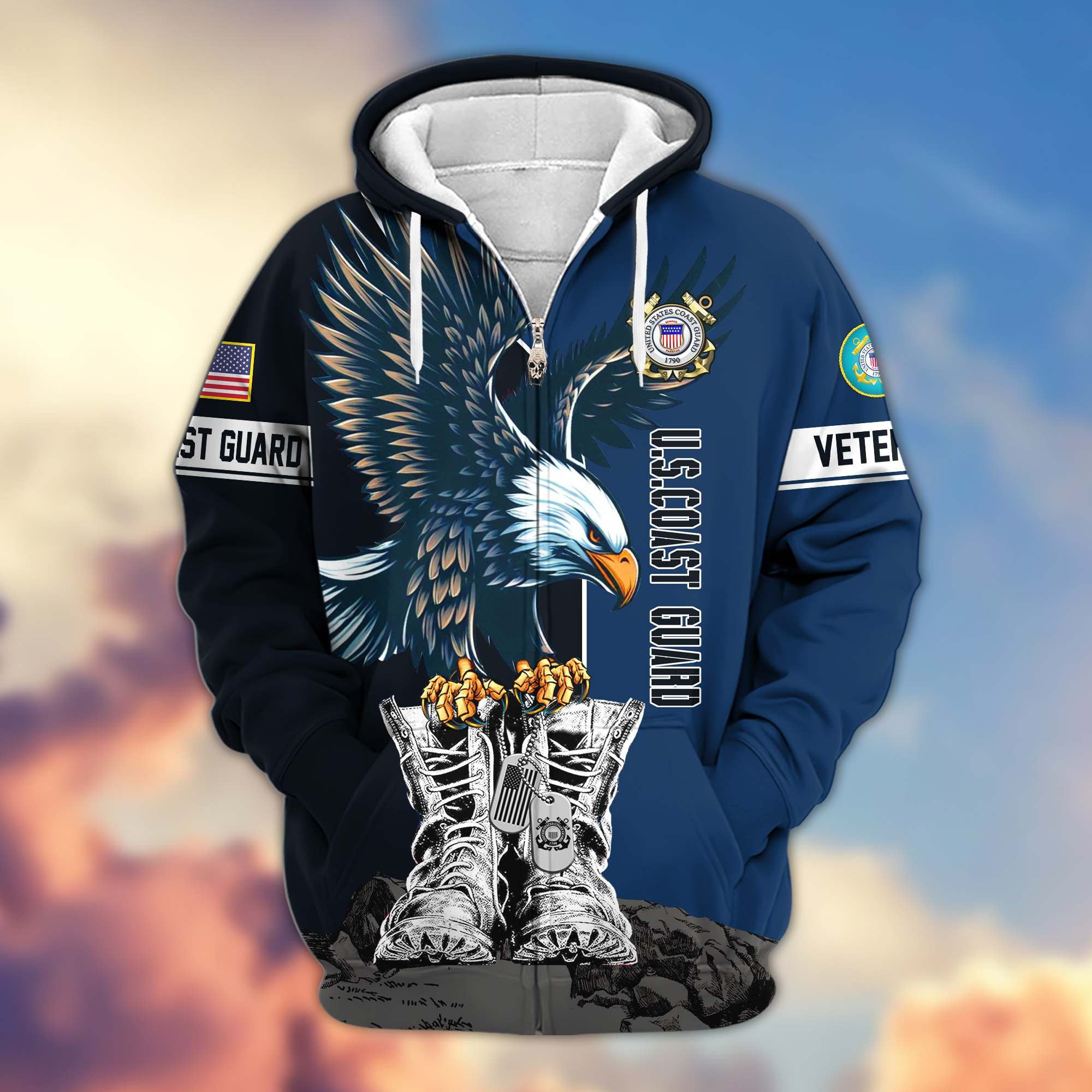 Premium US Veterans Zip Hoodie, Gifts For US Veterans, Gifts For Dad, Gifts On Armed Force Day, Independence Day, Veterans Day.