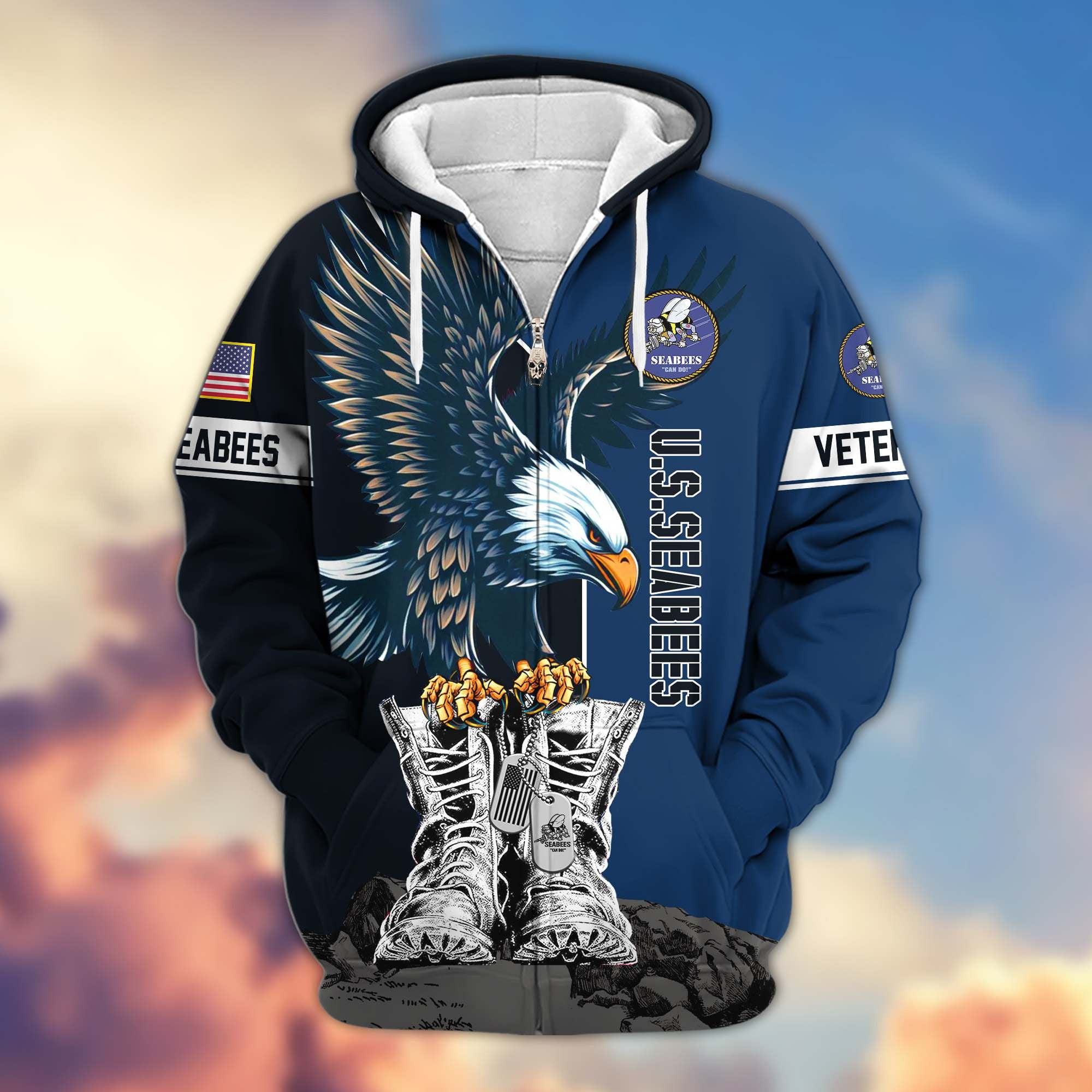 Premium US Veterans Zip Hoodie, Gifts For US Veterans, Gifts For Dad, Gifts On Armed Force Day, Independence Day, Veterans Day.