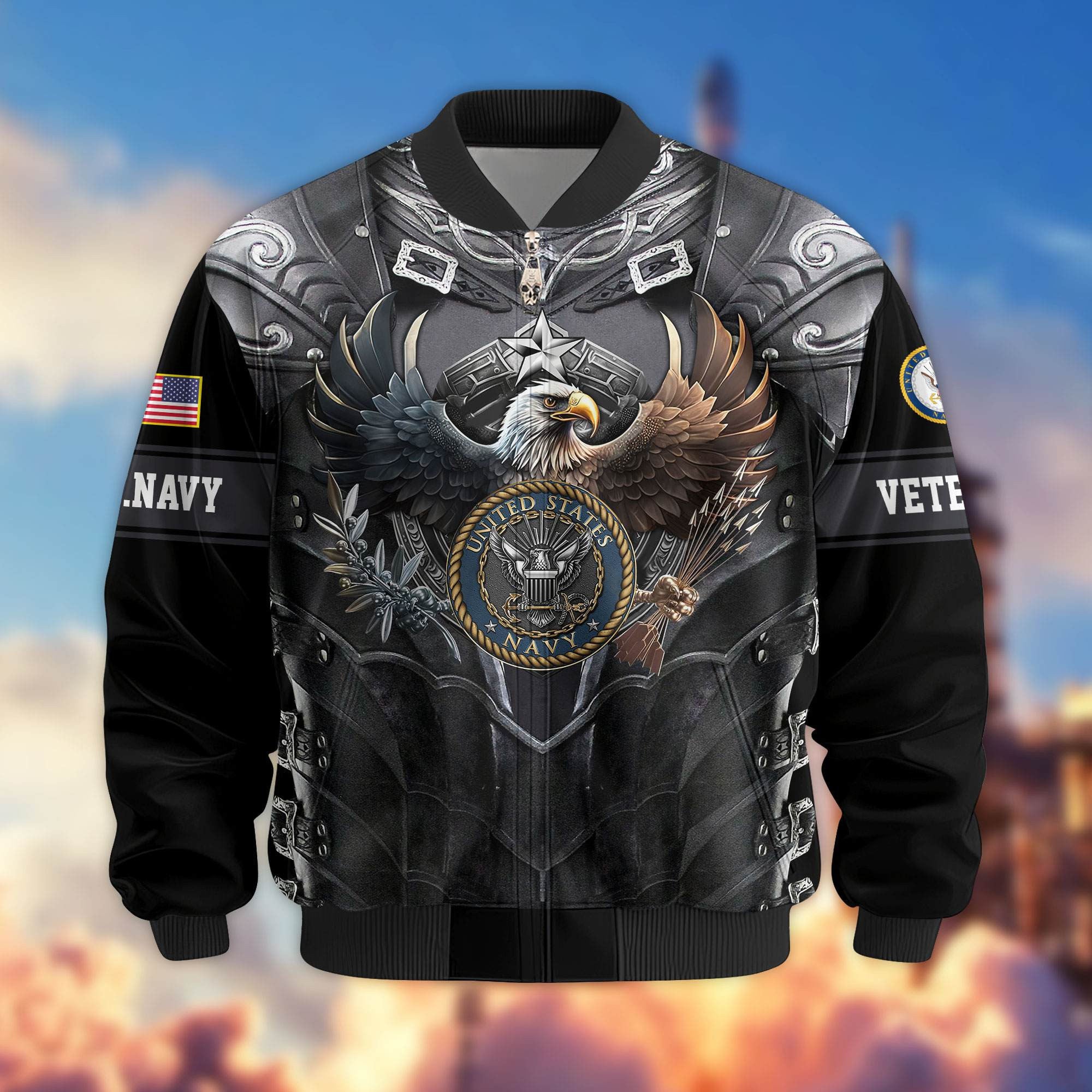 Premium US Veterans Bomber Jacket, Gifts For US Veterans, Gifts On Father's Day, Armed Force Day, Independence Day, Veterans Day.