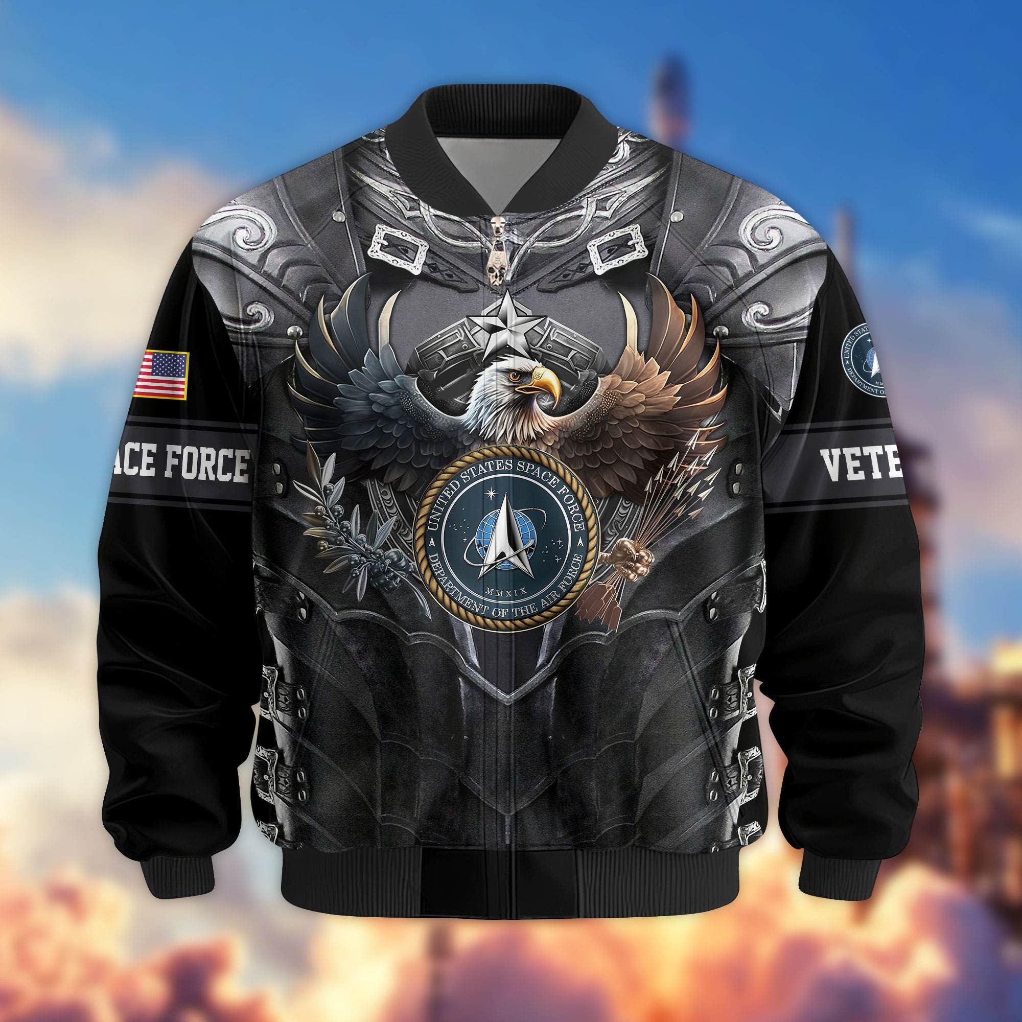 Premium US Veterans Bomber Jacket, Gifts For US Veterans, Gifts On Father's Day, Armed Force Day, Independence Day, Veterans Day.