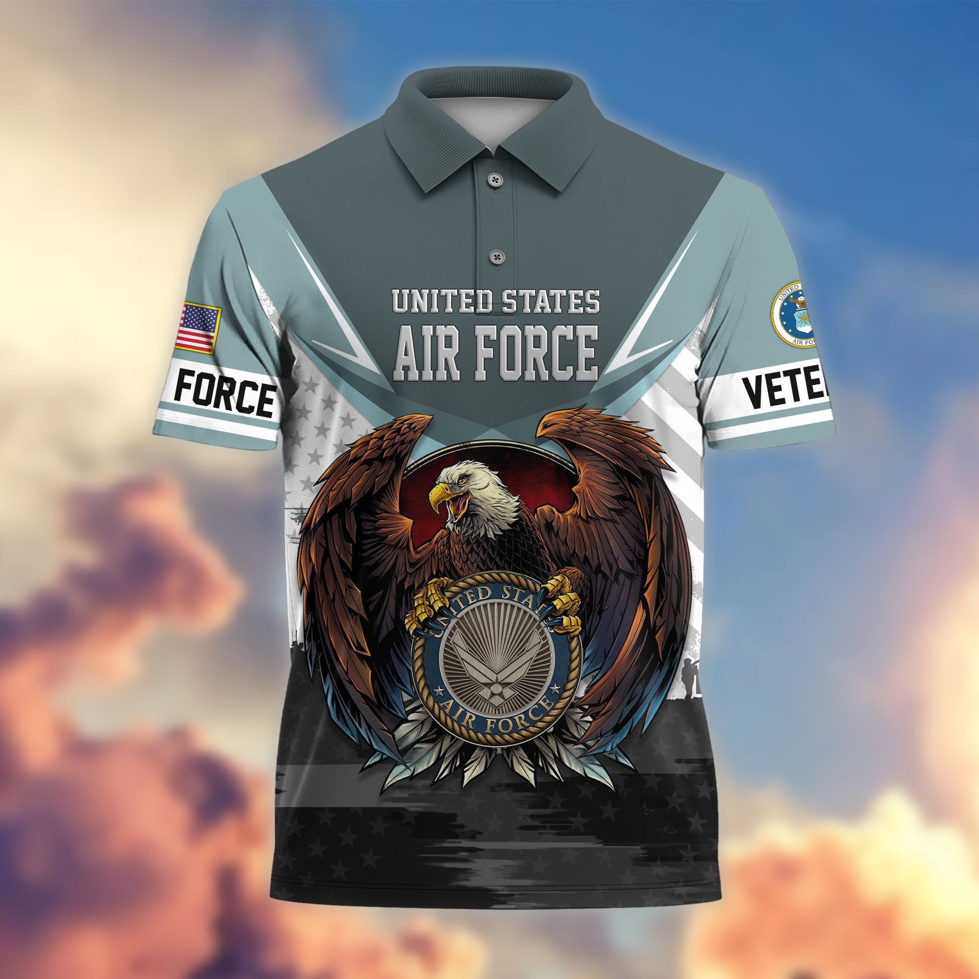Premium US Veterans Polo Shirt, Gifts For US Veterans, Gifts On Father's Day, Armed Force Day, Independence Day, Veterans Day.