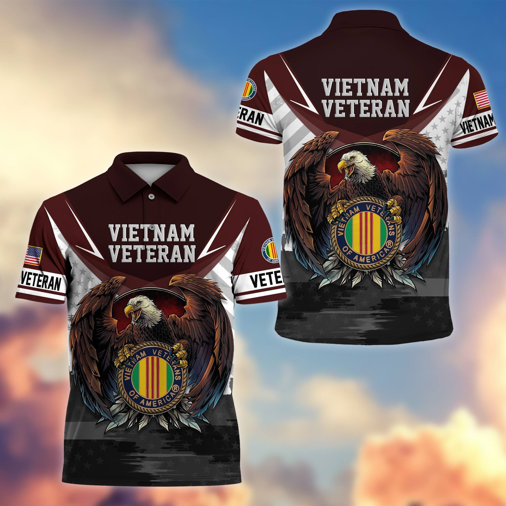 Premium US Veterans Polo Shirt, Gifts For US Veterans, Gifts On Father's Day, Armed Force Day, Independence Day, Veterans Day.