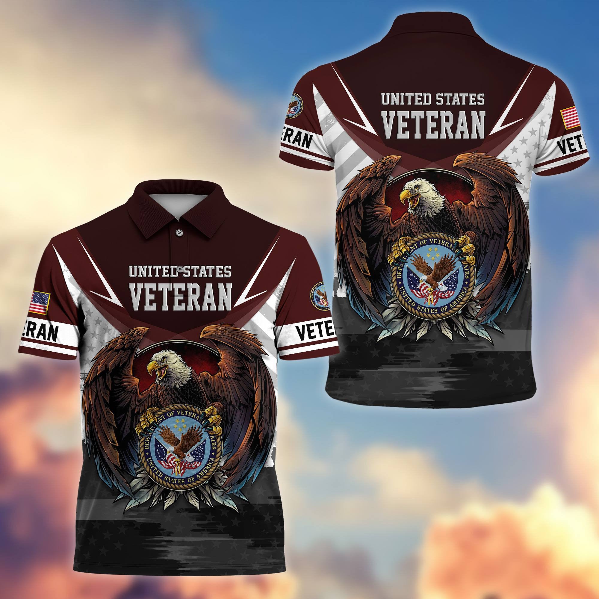 Premium US Veterans Polo Shirt, Gifts For US Veterans, Gifts On Father's Day, Armed Force Day, Independence Day, Veterans Day.