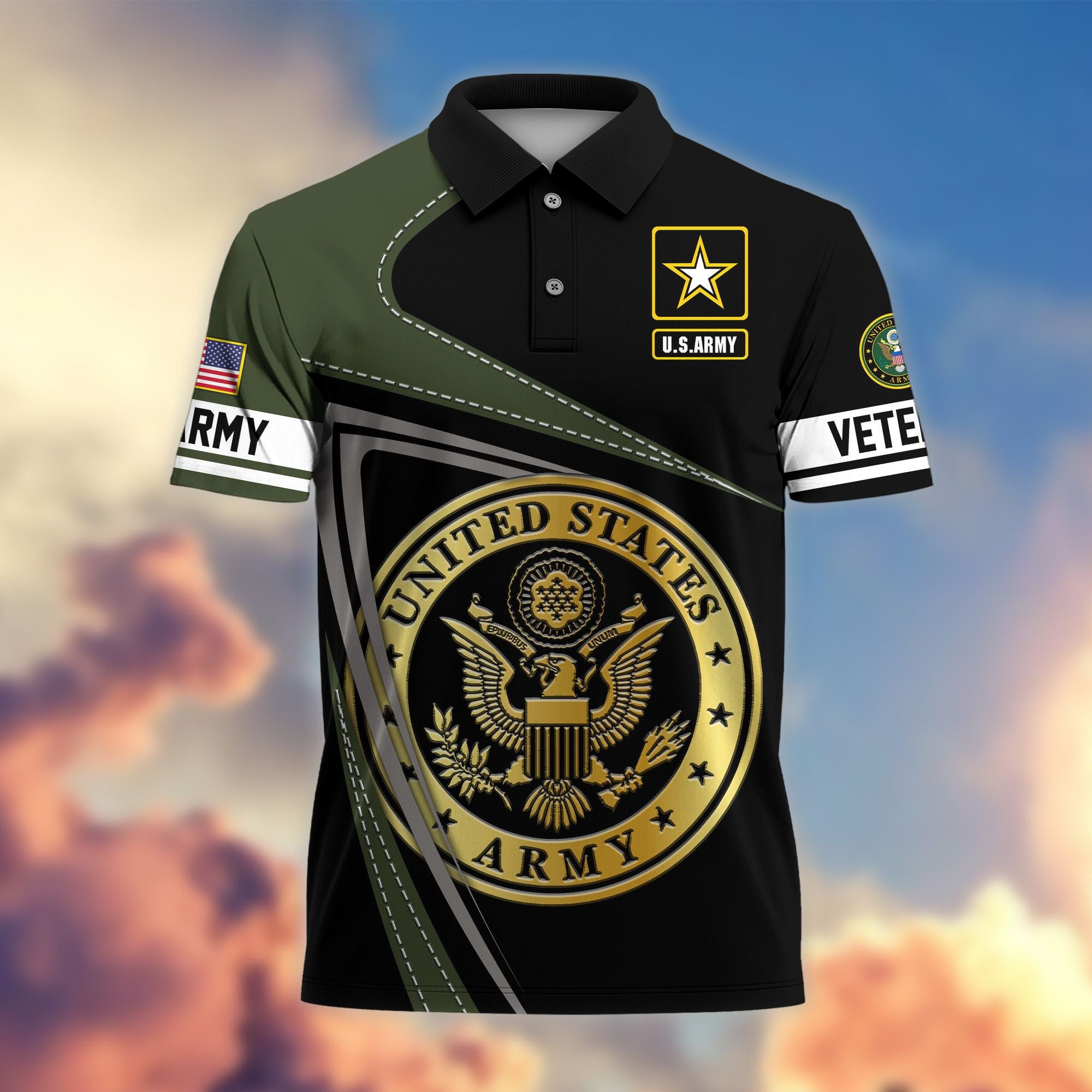 Premium US Veterans Polo Shirt, Gifts For US Veterans, Gifts On Father's Day, Independence Day, Veterans Day.
