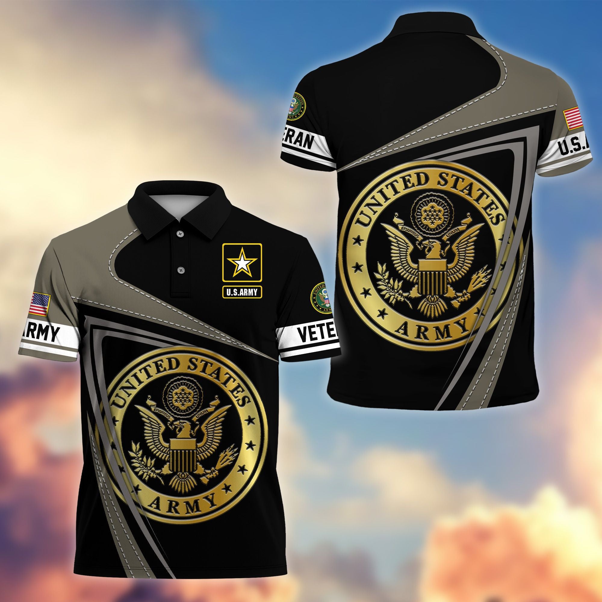 Premium US Veterans Polo Shirt, Gifts For US Veterans, Gifts On Father's Day, Independence Day, Veterans Day.