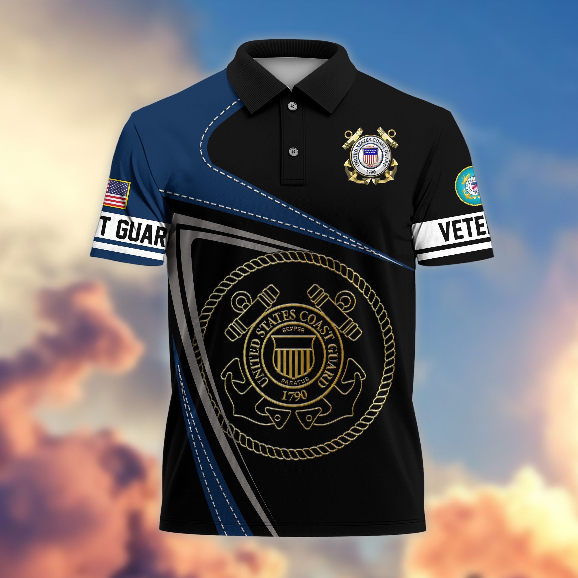 Premium US Veterans Polo Shirt, Gifts For US Veterans, Gifts On Father's Day, Independence Day, Veterans Day.
