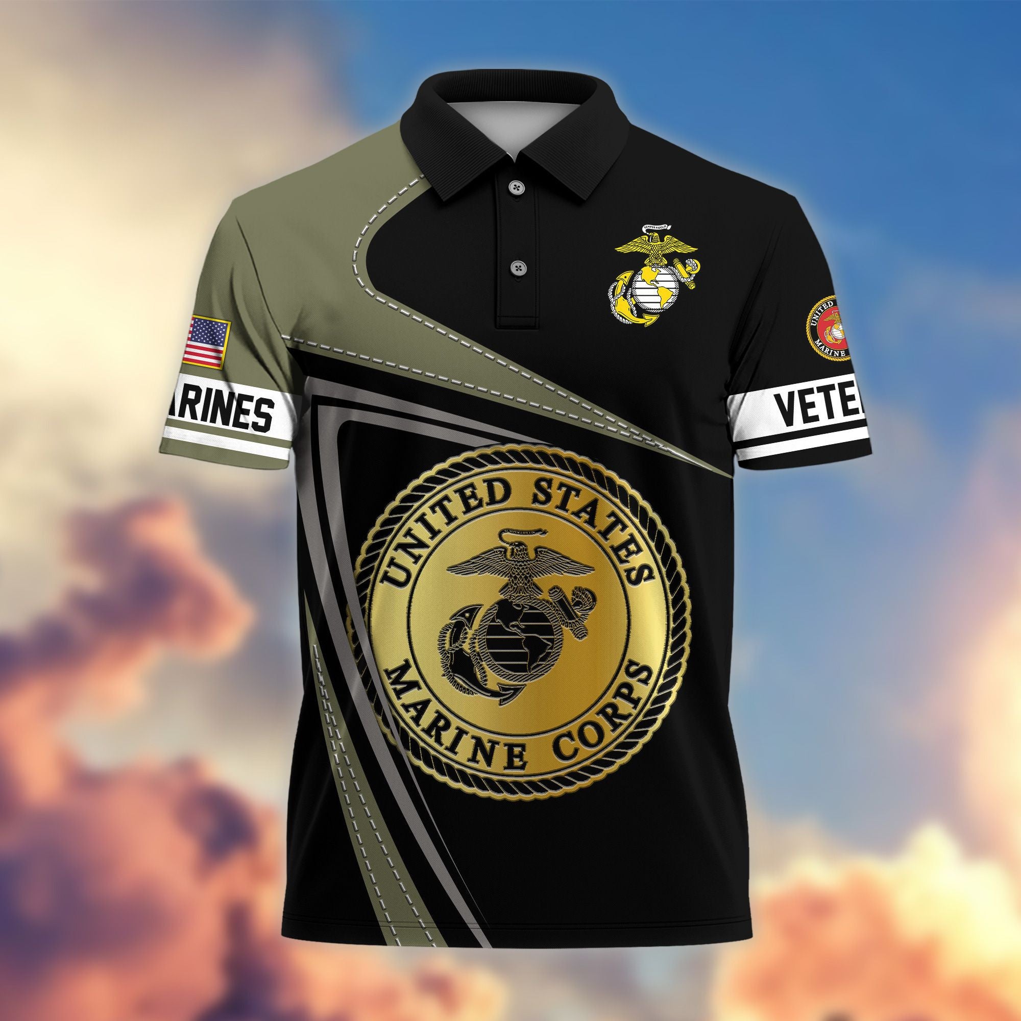 Premium US Veterans Polo Shirt, Gifts For US Veterans, Gifts On Father's Day, Independence Day, Veterans Day.