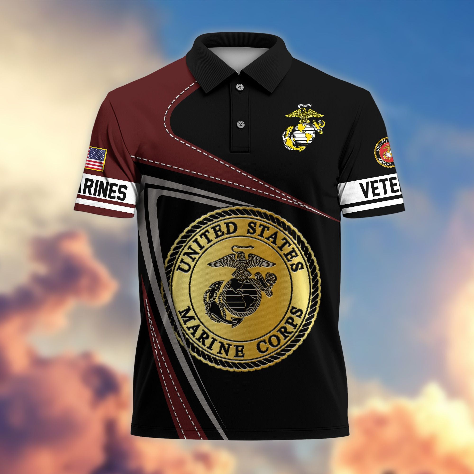 Premium US Veterans Polo Shirt, Gifts For US Veterans, Gifts On Father's Day, Independence Day, Veterans Day.