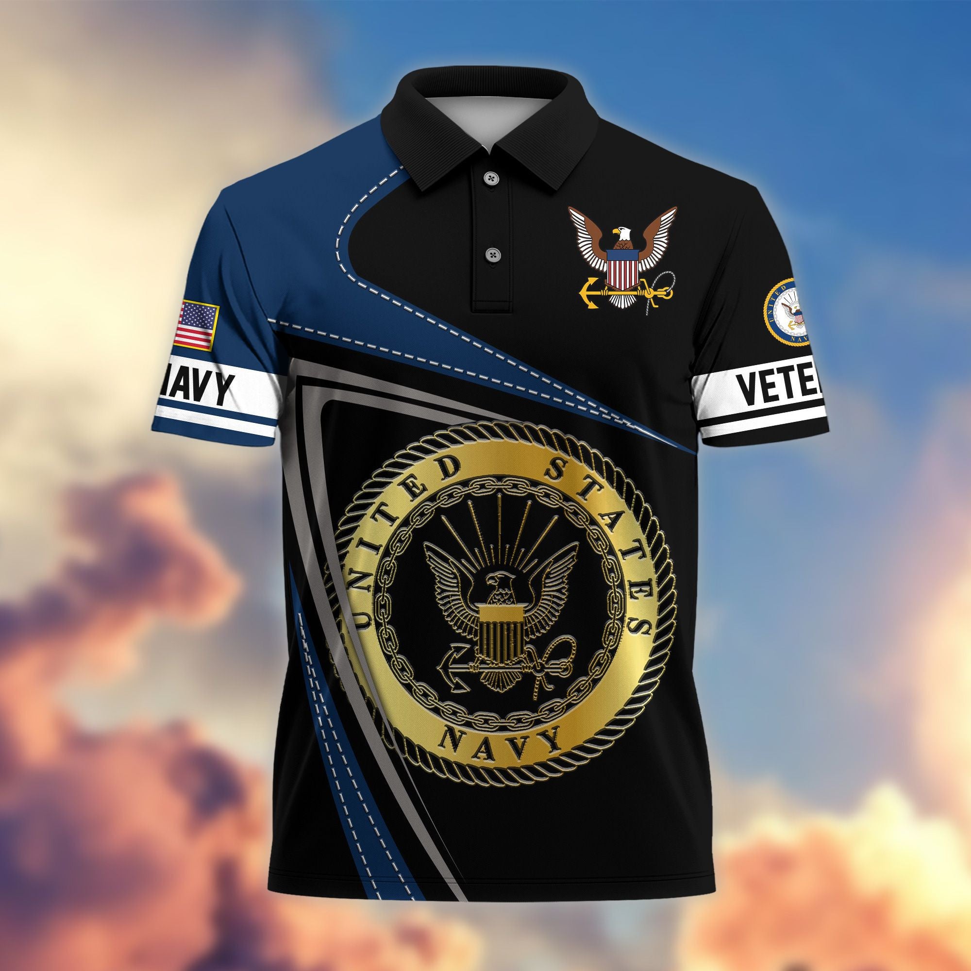 Premium US Veterans Polo Shirt, Gifts For US Veterans, Gifts On Father's Day, Independence Day, Veterans Day.