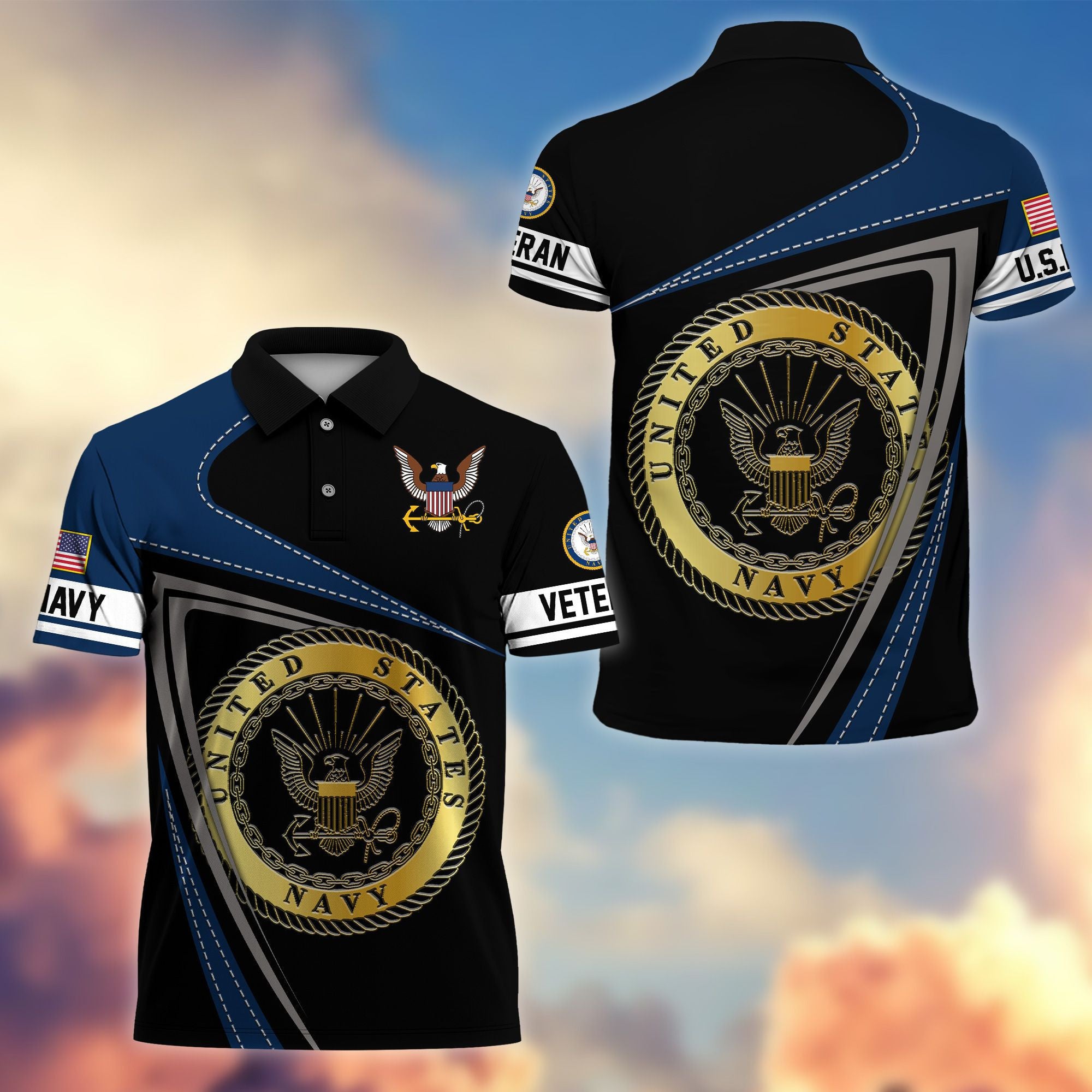 Premium US Veterans Polo Shirt, Gifts For US Veterans, Gifts On Father's Day, Independence Day, Veterans Day.