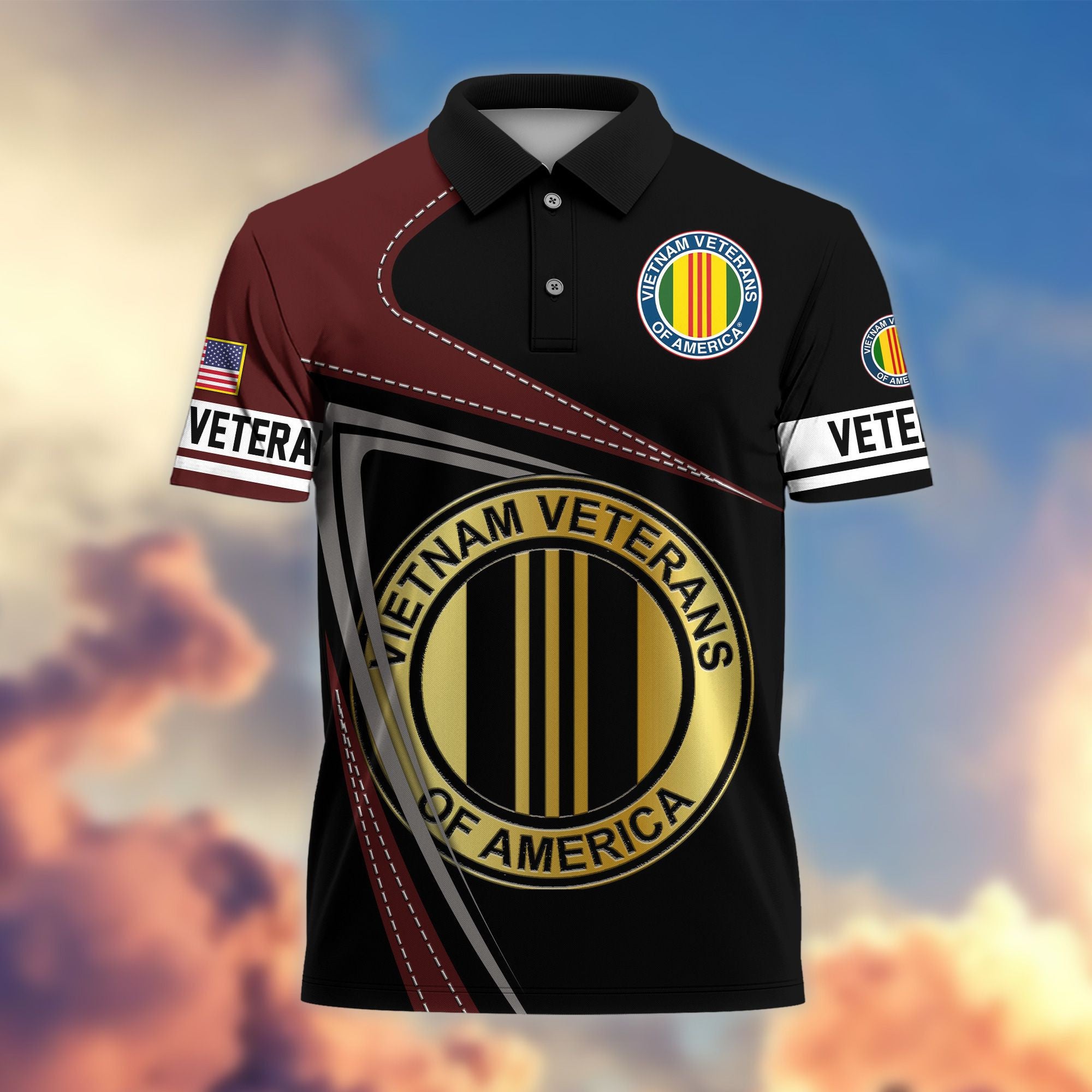 Premium US Veterans Polo Shirt, Gifts For US Veterans, Gifts On Father's Day, Independence Day, Veterans Day.