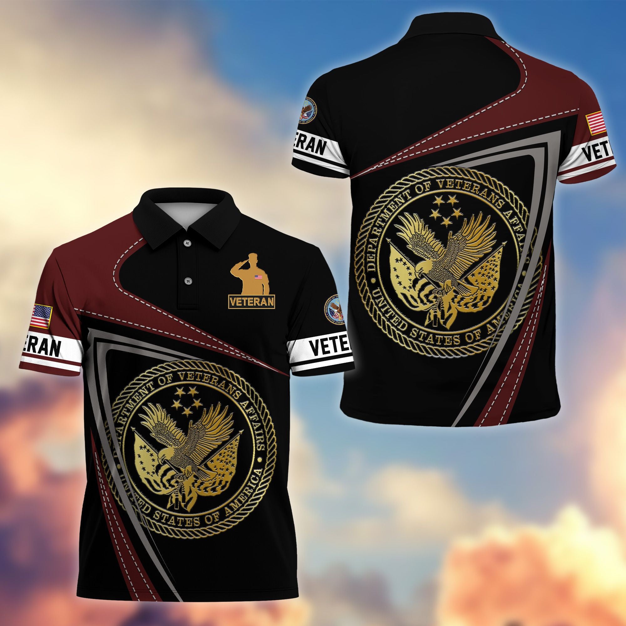 Premium US Veterans Polo Shirt, Gifts For US Veterans, Gifts On Father's Day, Independence Day, Veterans Day.