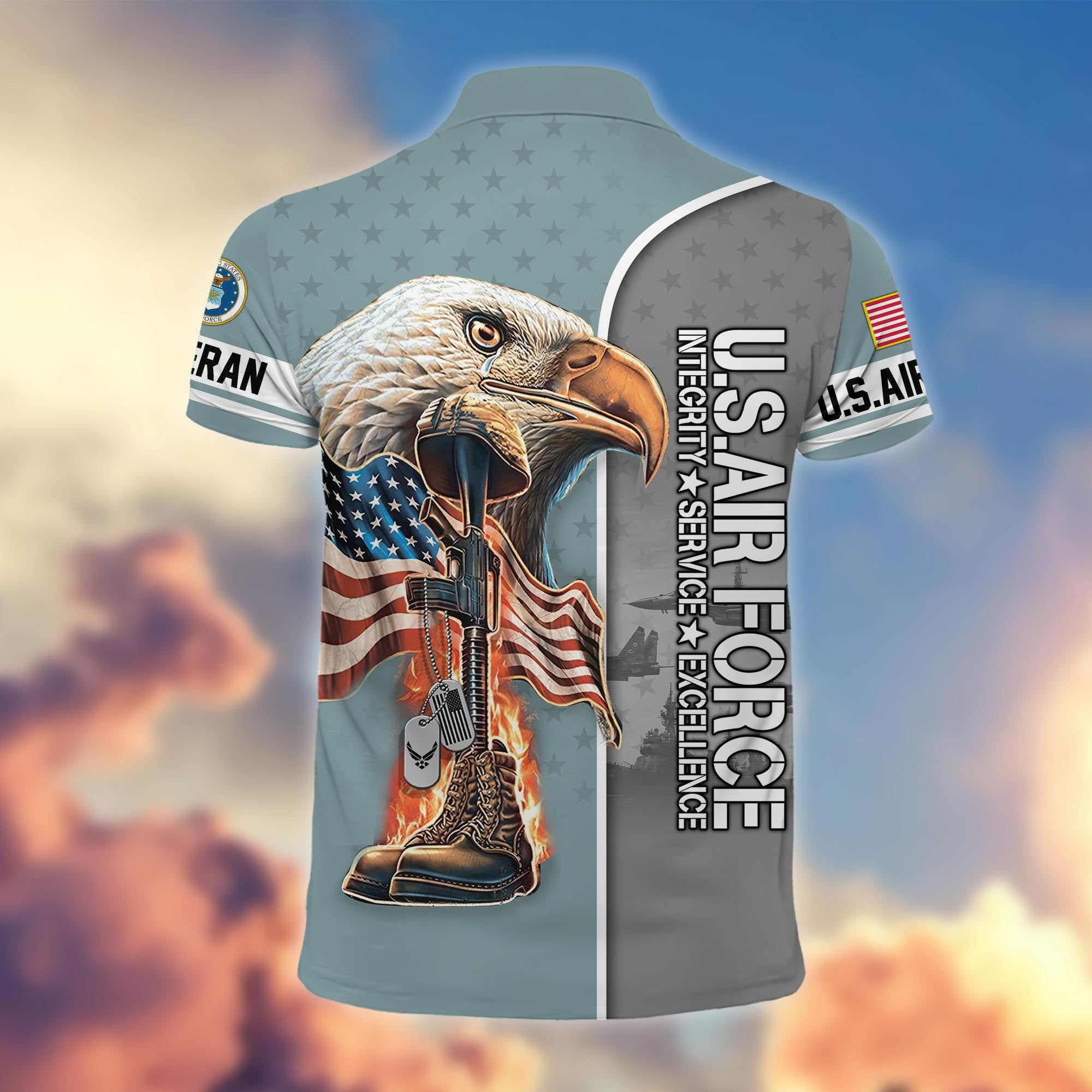 Premium US Veterans Polo Shirt, Gifts For US Veterans, Gifts On Father's Day, Independence Day, Veterans Day.