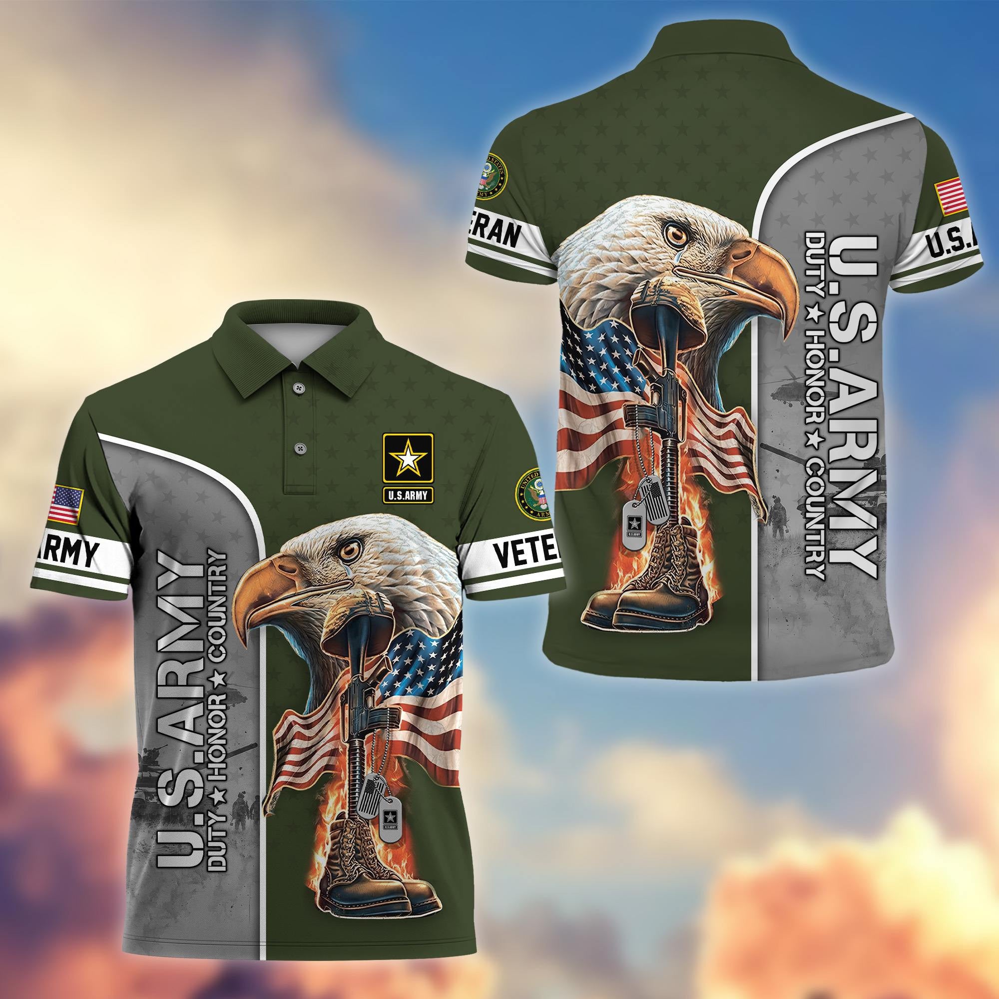 Premium US Veterans Polo Shirt, Gifts For US Veterans, Gifts On Father's Day, Independence Day, Veterans Day.