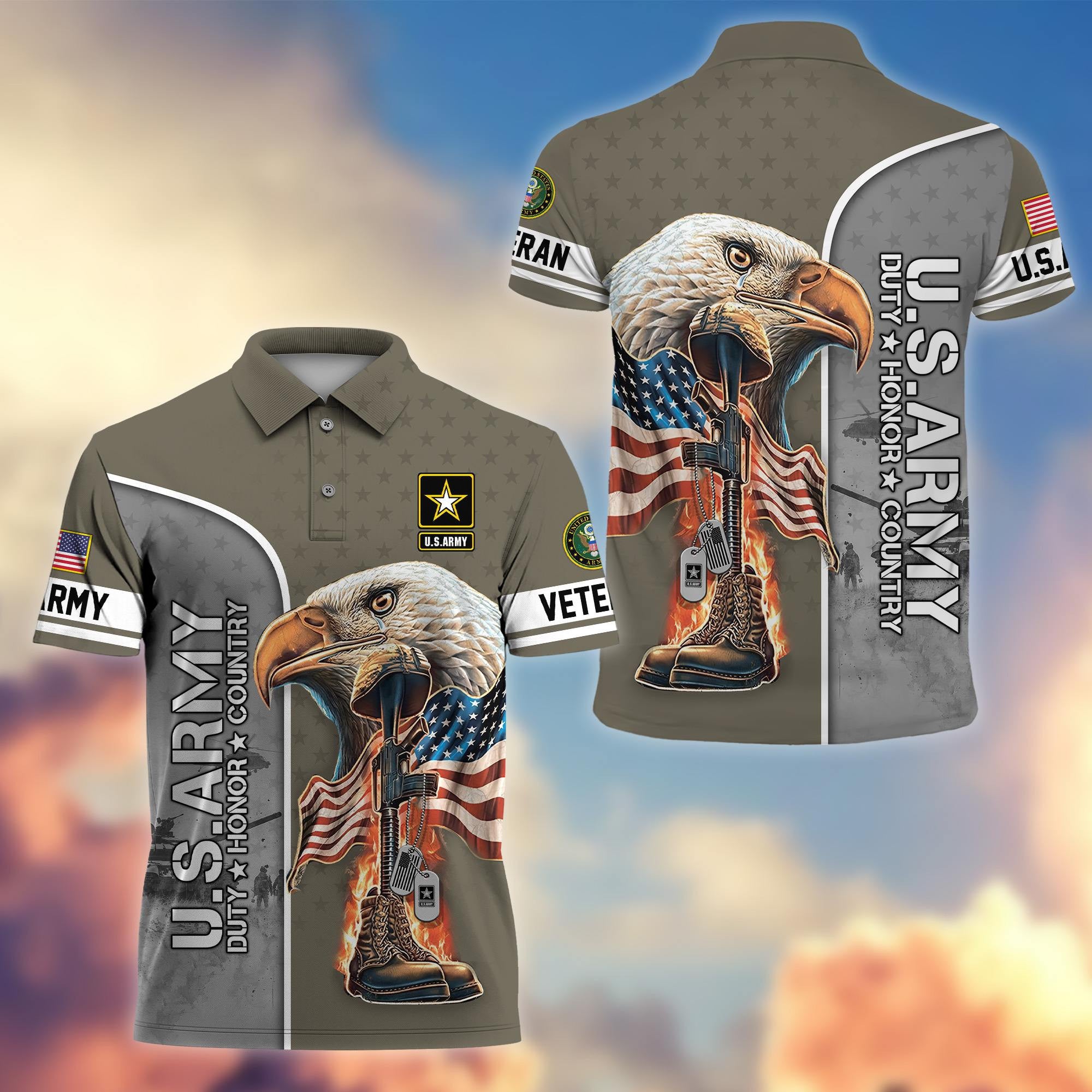 Premium US Veterans Polo Shirt, Gifts For US Veterans, Gifts On Father's Day, Independence Day, Veterans Day.
