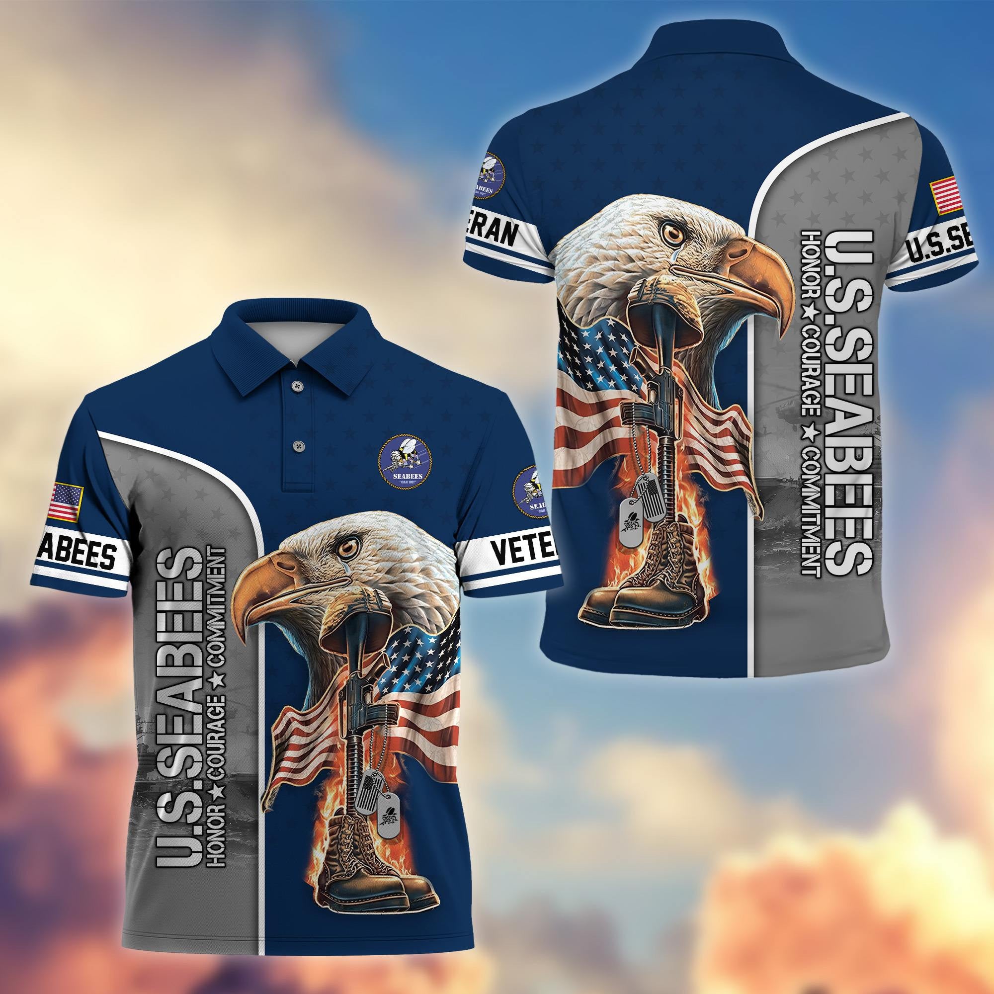 Premium US Veterans Polo Shirt, Gifts For US Veterans, Gifts On Father's Day, Independence Day, Veterans Day.