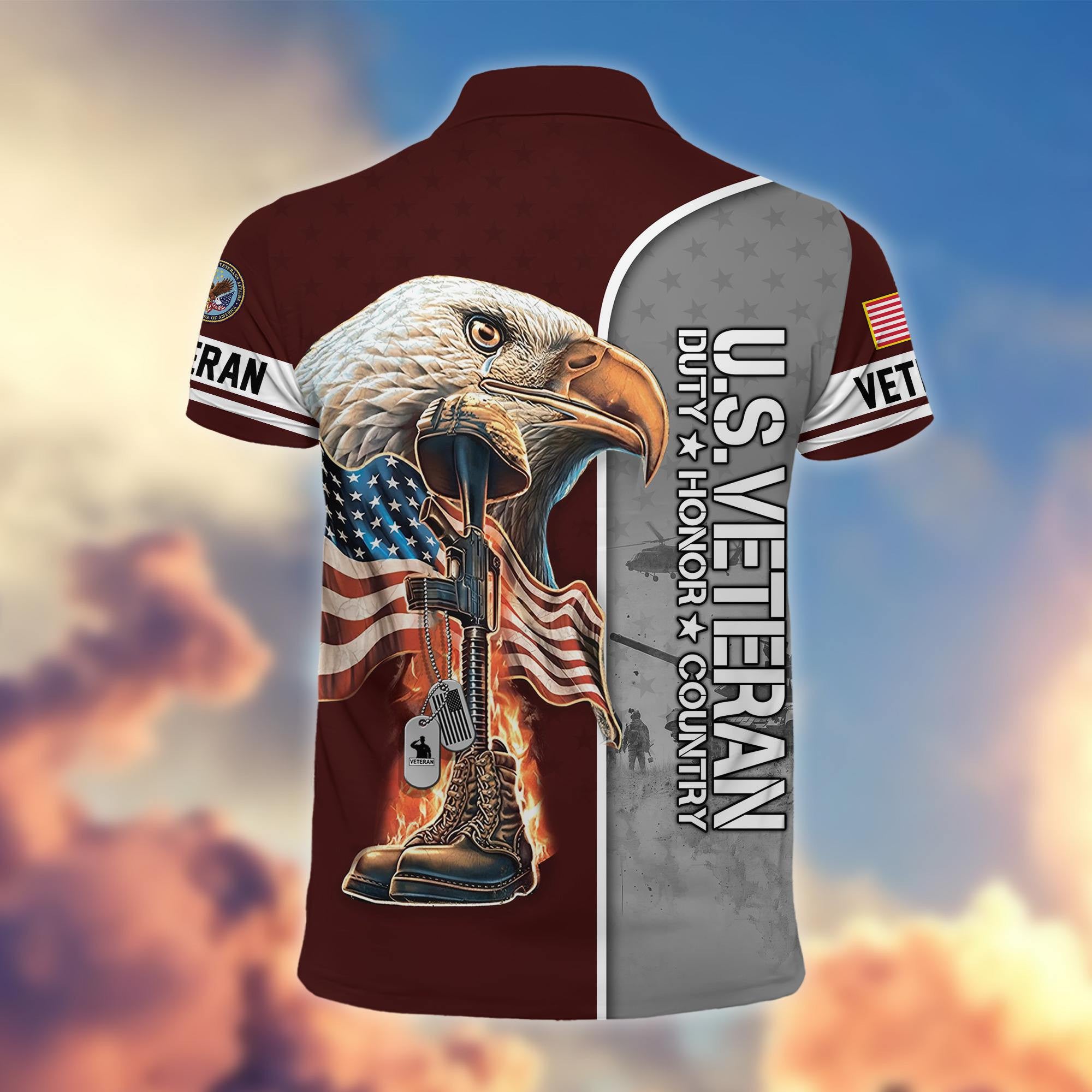 Premium US Veterans Polo Shirt, Gifts For US Veterans, Gifts On Father's Day, Independence Day, Veterans Day.