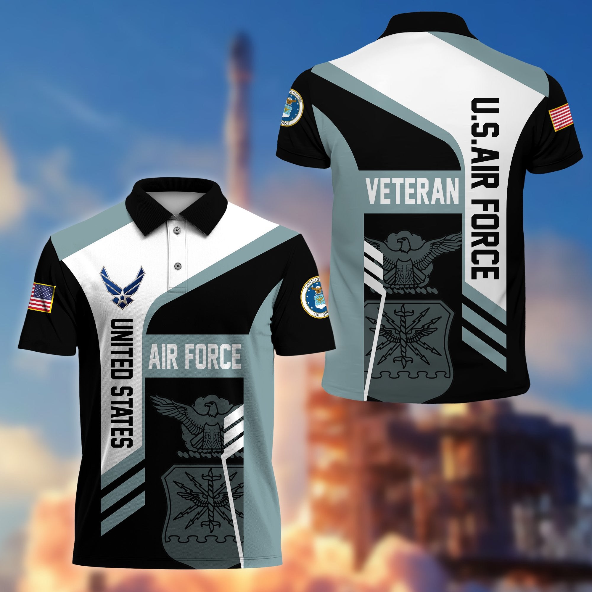 Premium US Veterans Polo Shirt, Gifts For Dad, For Husband, Gifts For US Veterans, Gifts On Father's Day, Independence Day, Veterans Day.