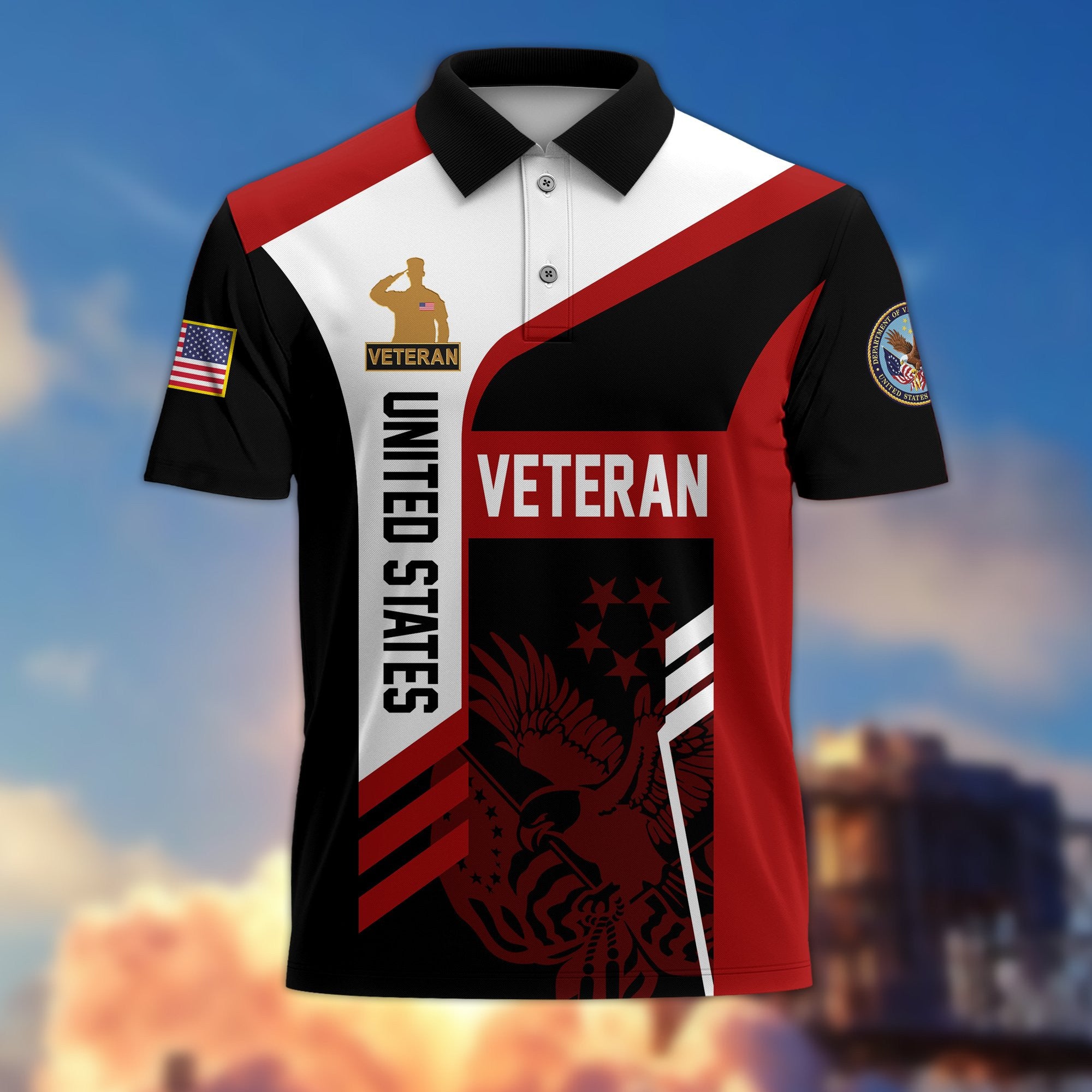 Premium US Veterans Polo Shirt, Gifts For Dad, For Husband, Gifts For US Veterans, Gifts On Father's Day, Independence Day, Veterans Day.