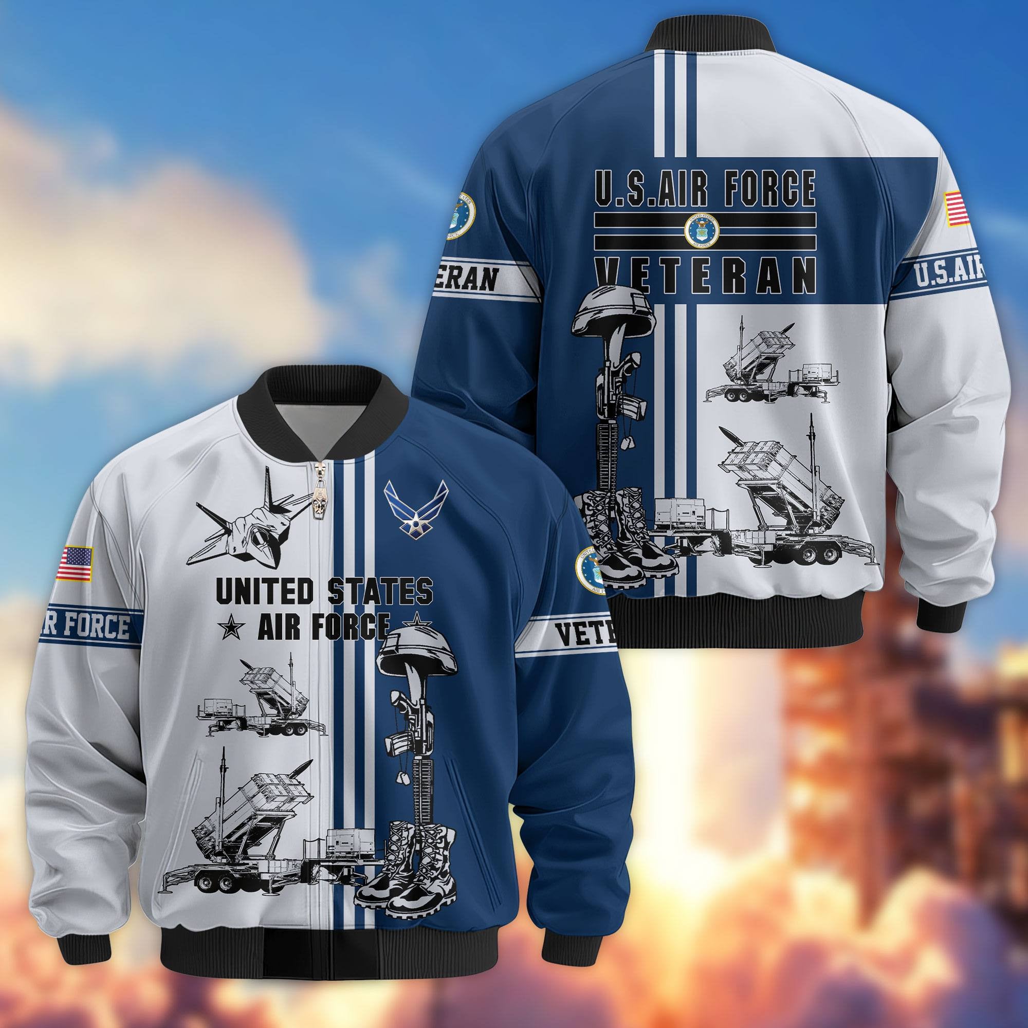 Premium US Veterans Bomber Jacket, Gifts For Dad, Gifts For US Veterans, Gifts For US Veterans, Gifts On Father's Day, Independence Day, Veterans Day.