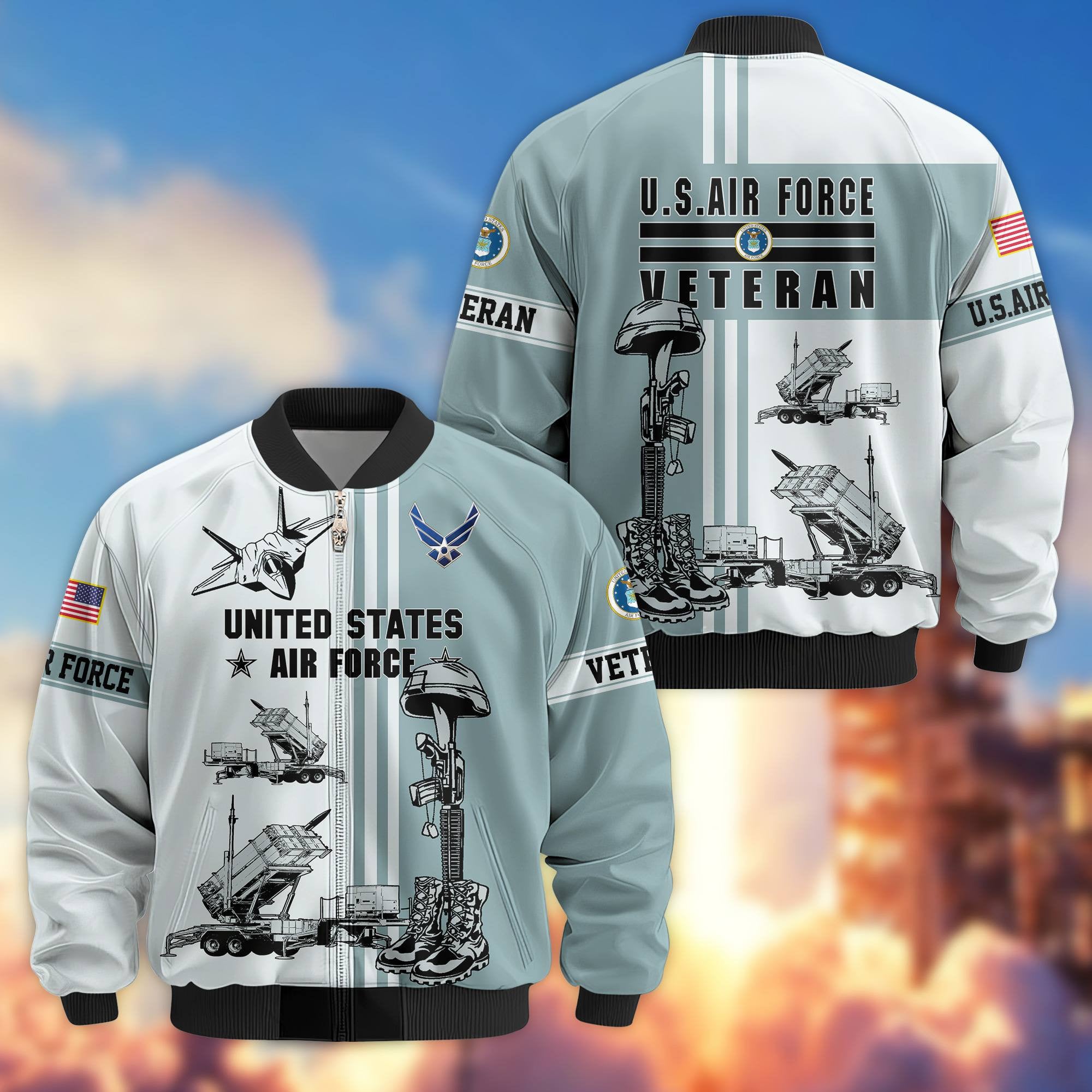Premium US Veterans Bomber Jacket, Gifts For Dad, Gifts For US Veterans, Gifts For US Veterans, Gifts On Father's Day, Independence Day, Veterans Day.