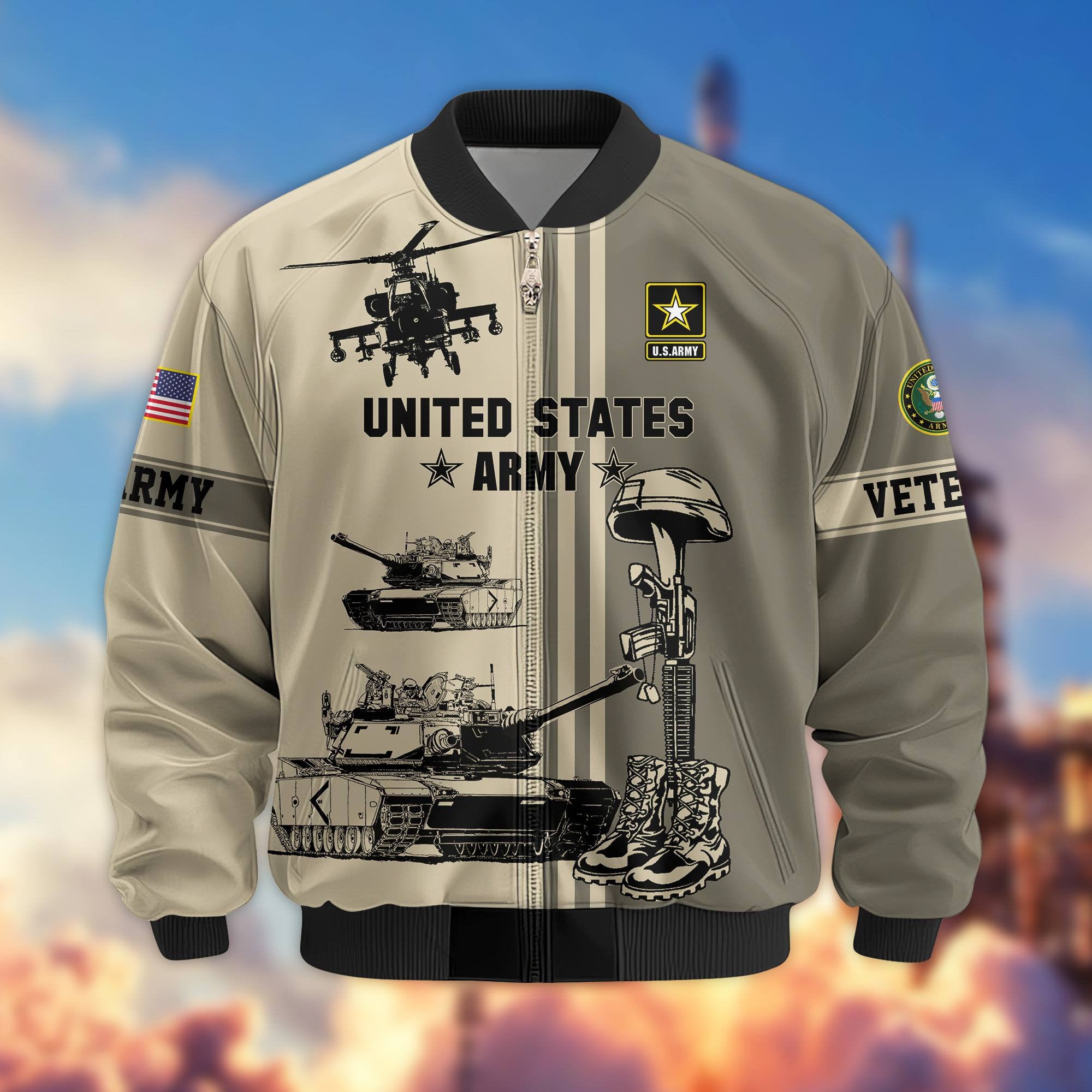 Premium US Veterans Bomber Jacket, Gifts For Dad, Gifts For US Veterans, Gifts For US Veterans, Gifts On Father's Day, Independence Day, Veterans Day.
