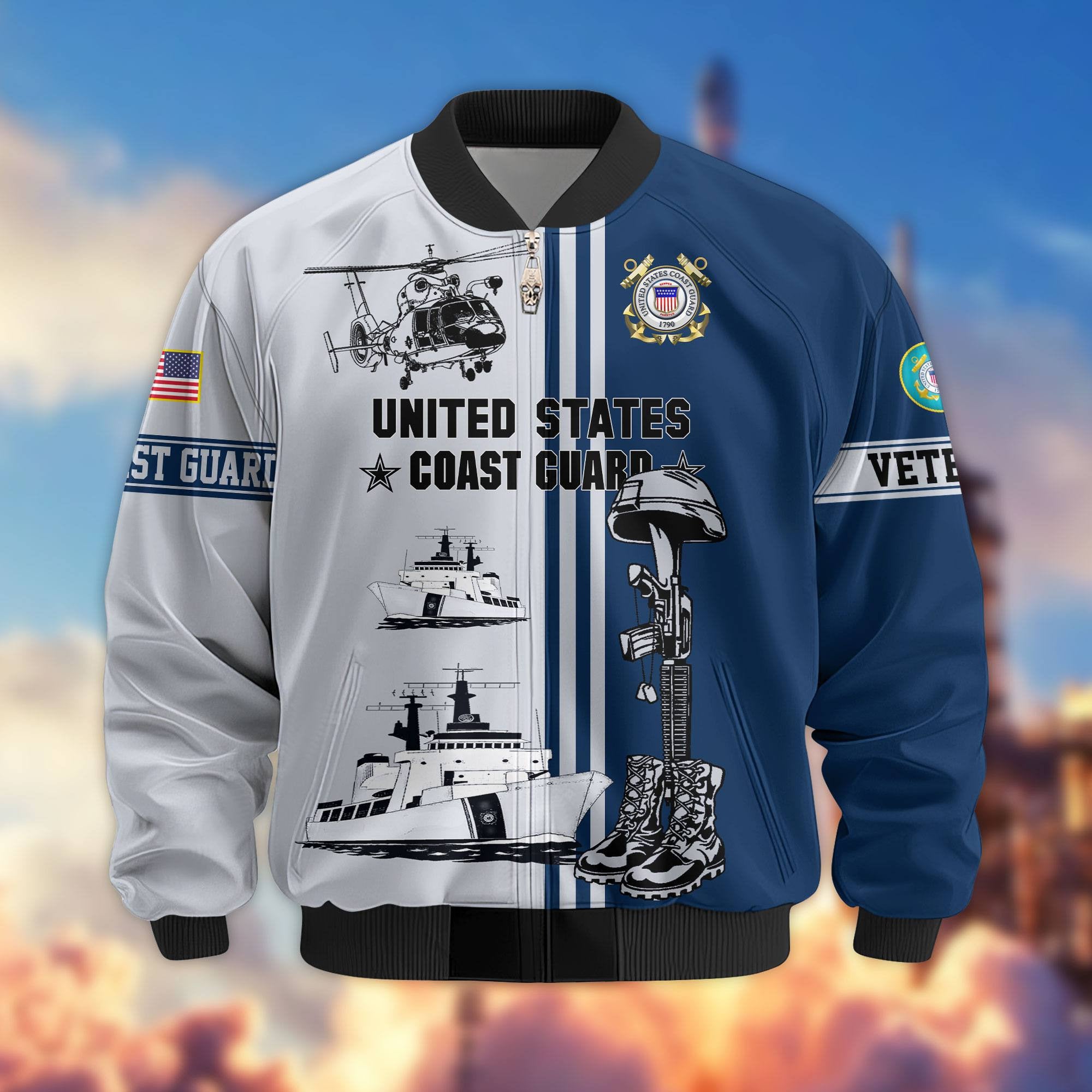 Premium US Veterans Bomber Jacket, Gifts For Dad, Gifts For US Veterans, Gifts For US Veterans, Gifts On Father's Day, Independence Day, Veterans Day.