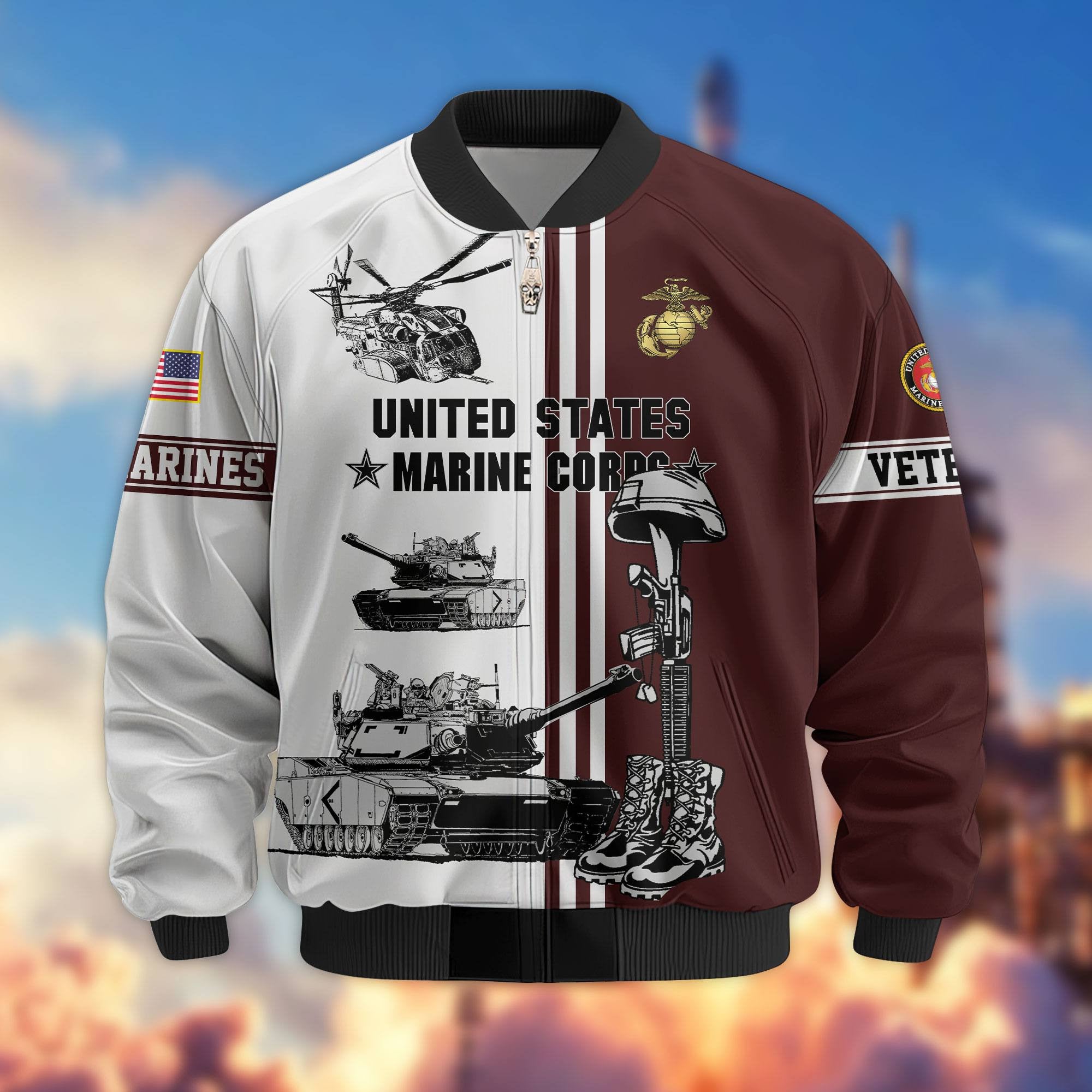 Premium US Veterans Bomber Jacket, Gifts For Dad, Gifts For US Veterans, Gifts For US Veterans, Gifts On Father's Day, Independence Day, Veterans Day.