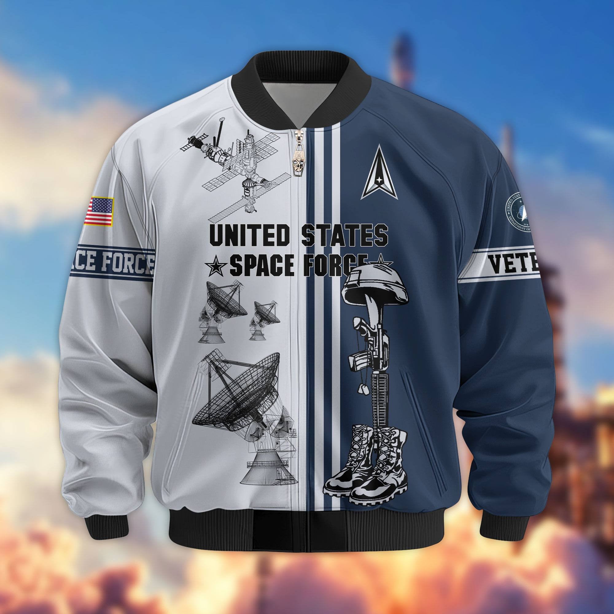 Premium US Veterans Bomber Jacket, Gifts For Dad, Gifts For US Veterans, Gifts For US Veterans, Gifts On Father's Day, Independence Day, Veterans Day.