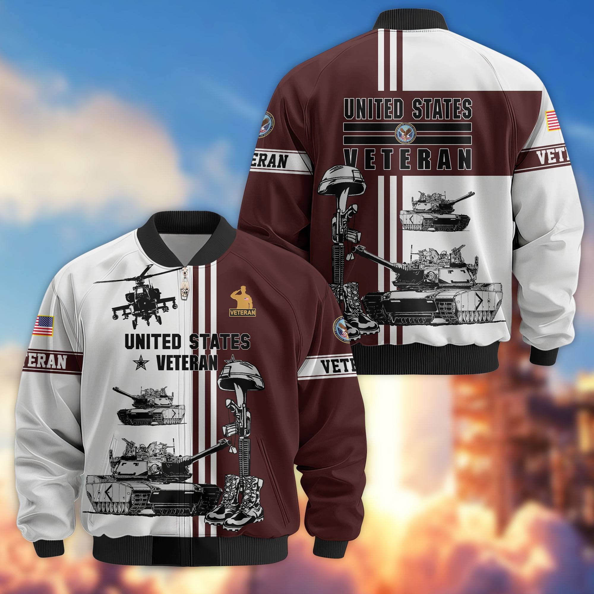 Premium US Veterans Bomber Jacket, Gifts For Dad, Gifts For US Veterans, Gifts For US Veterans, Gifts On Father's Day, Independence Day, Veterans Day.