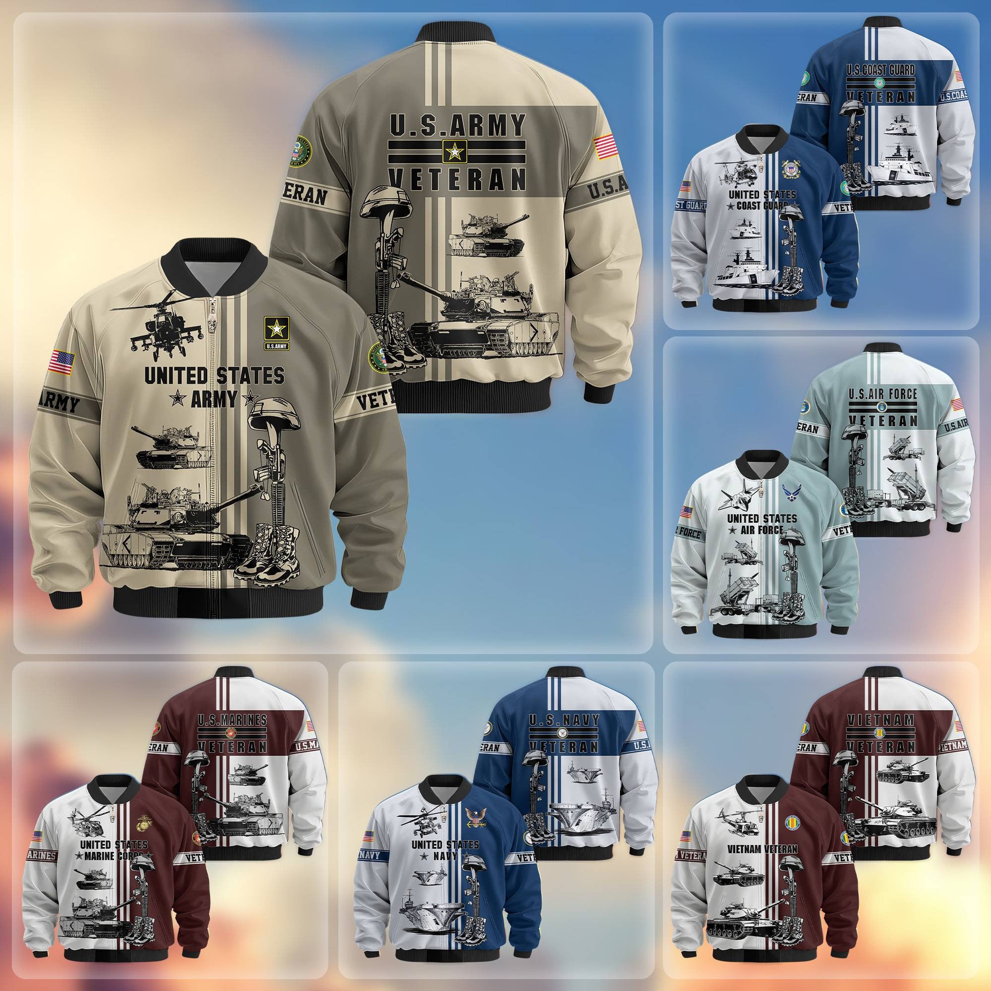 Premium US Veterans Bomber Jacket, Gifts For Dad, Gifts For US Veterans, Gifts For US Veterans, Gifts On Father's Day, Independence Day, Veterans Day.