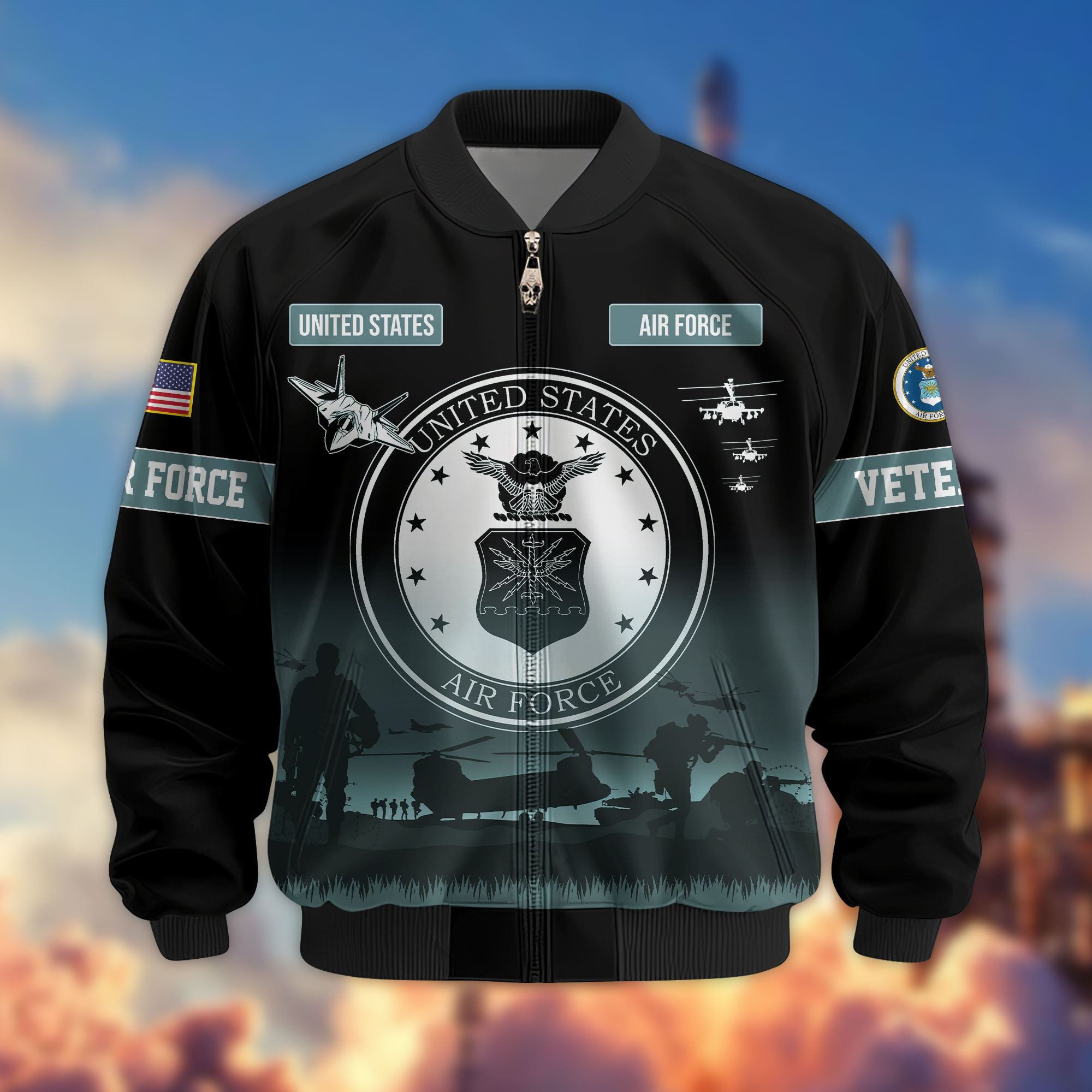 Premium US Veterans Bomber Jacket, Gifts For Dad, Gifts For US Veterans, Gifts For US Veterans, Gifts On Father's Day, Independence Day, Veterans Day.