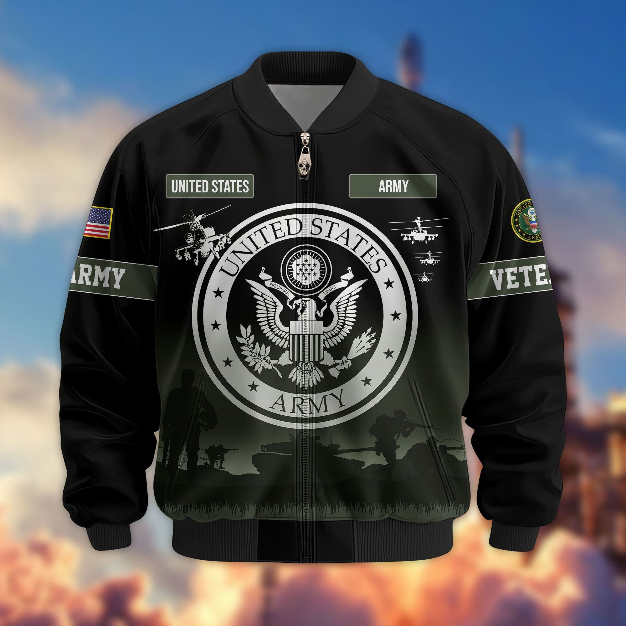 Premium US Veterans Bomber Jacket, Gifts For Dad, Gifts For US Veterans, Gifts For US Veterans, Gifts On Father's Day, Independence Day, Veterans Day.