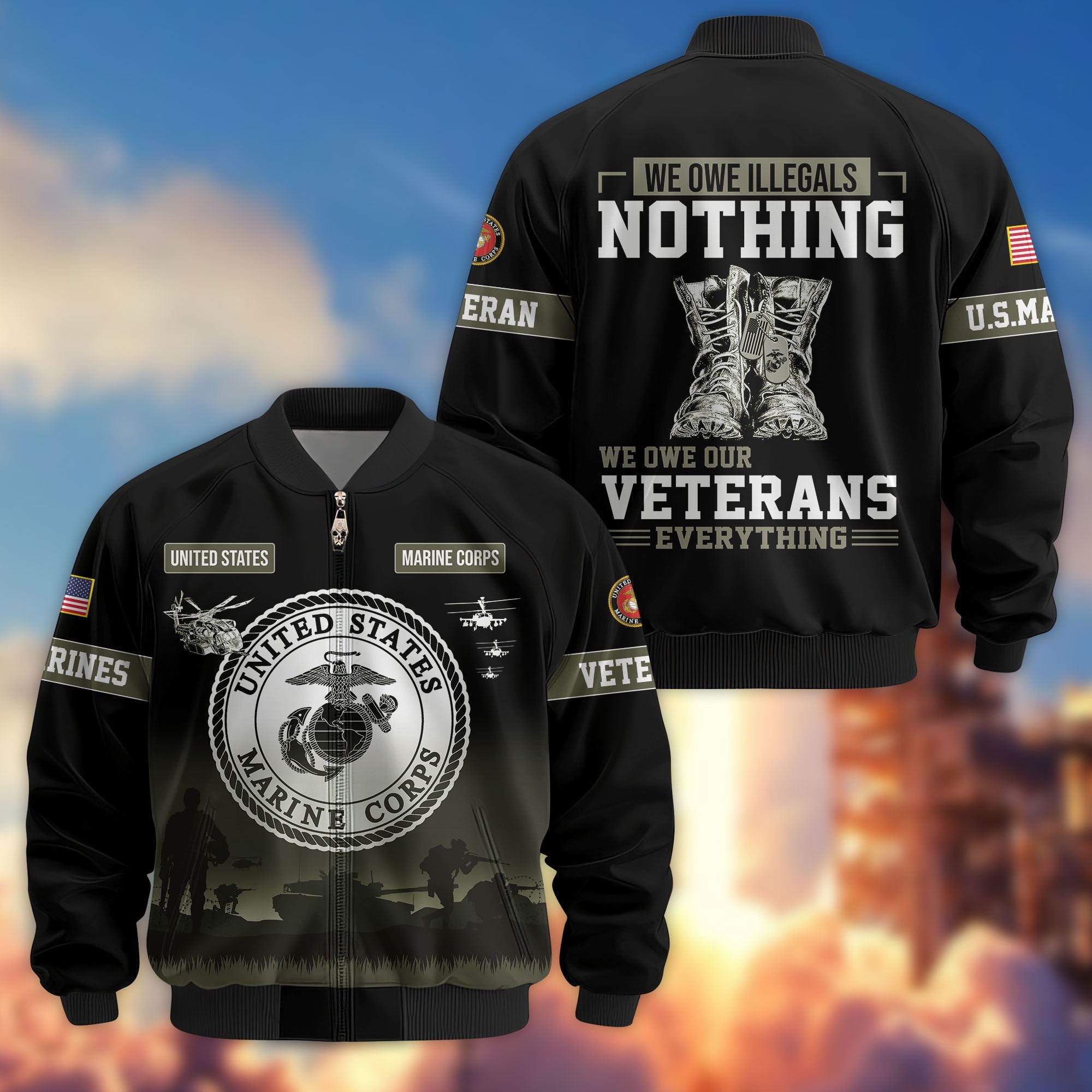 Premium US Veterans Bomber Jacket, Gifts For Dad, Gifts For US Veterans, Gifts For US Veterans, Gifts On Father's Day, Independence Day, Veterans Day.