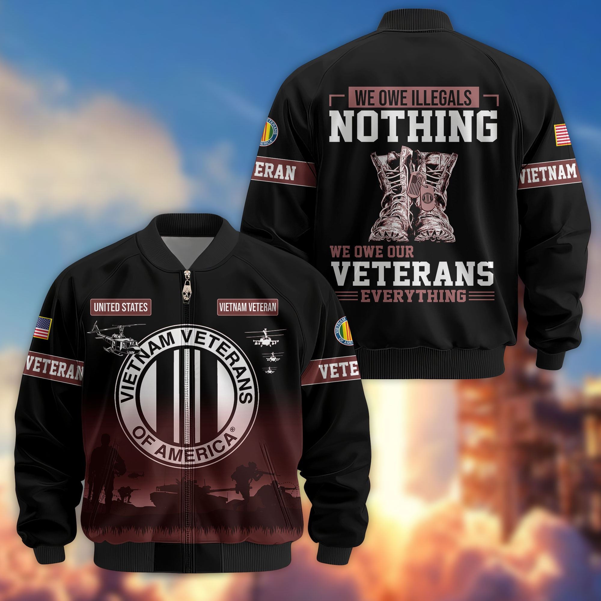 Premium US Veterans Bomber Jacket, Gifts For Dad, Gifts For US Veterans, Gifts For US Veterans, Gifts On Father's Day, Independence Day, Veterans Day.