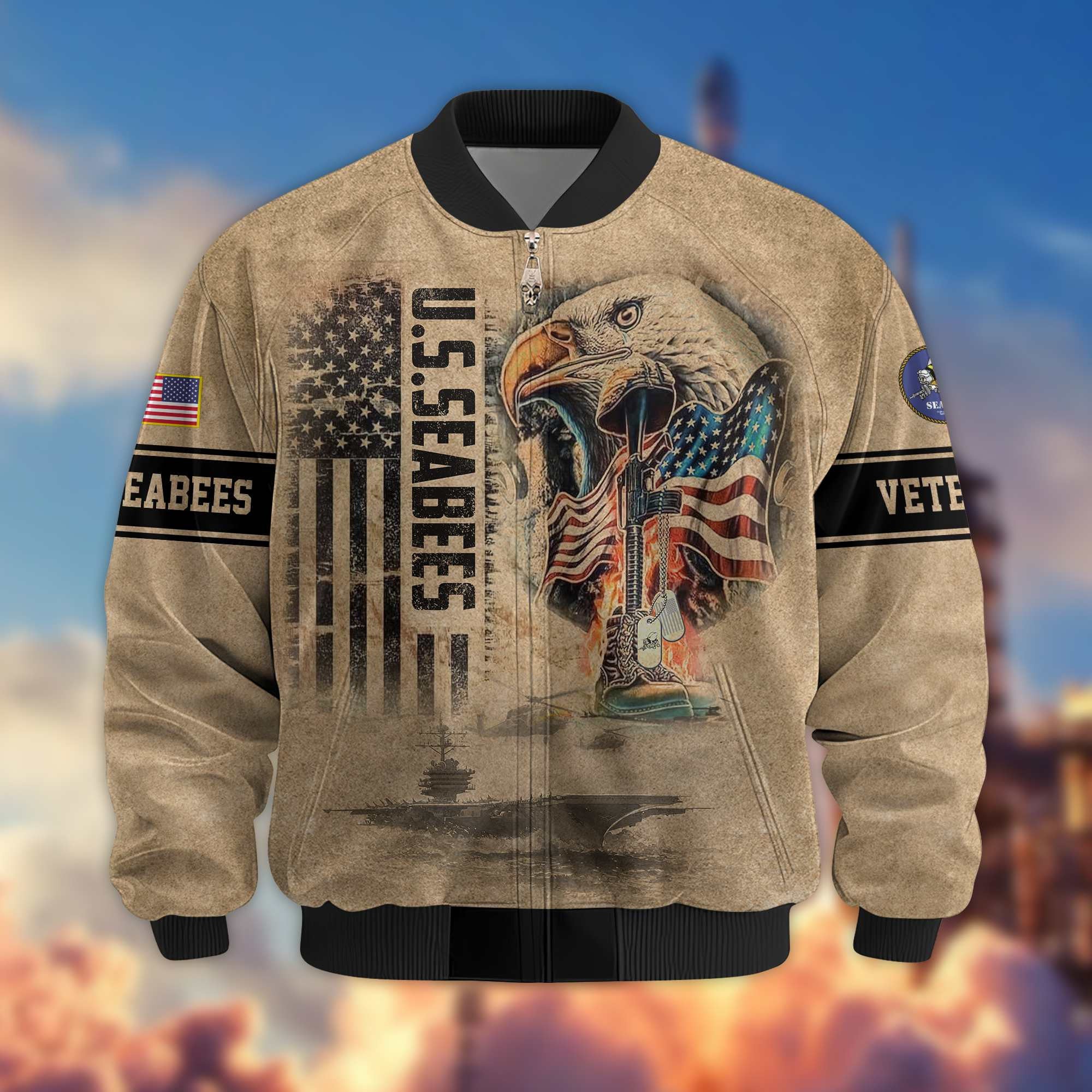 Premium US Veterans Bomer Jackets, Gifts For US Veterans, Gifts On Father's Day, Armed Forces Day, Independence Day, Veterans Day.