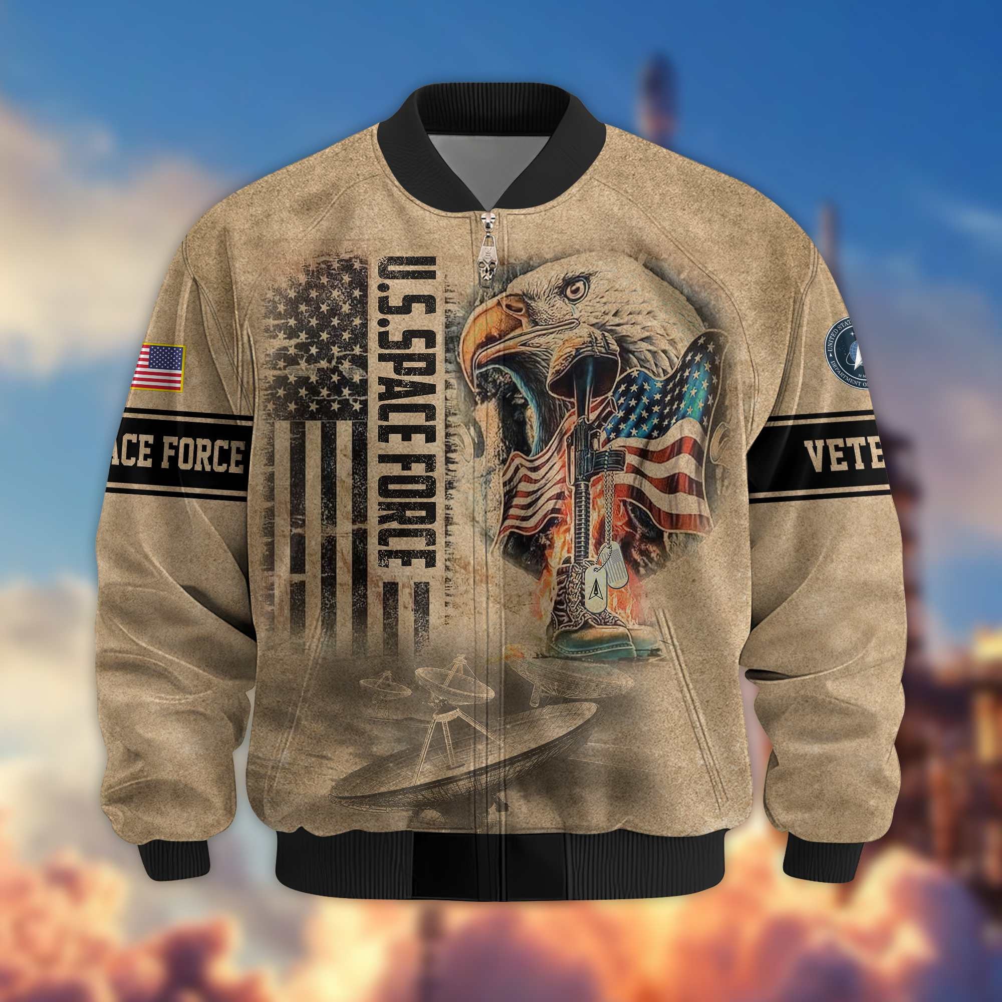 Premium US Veterans Bomer Jackets, Gifts For US Veterans, Gifts On Father's Day, Armed Forces Day, Independence Day, Veterans Day.